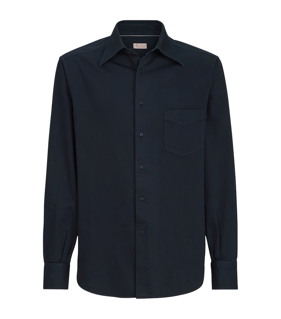 Brunello Cucinelli Mens Cotton Gabardine Shirt