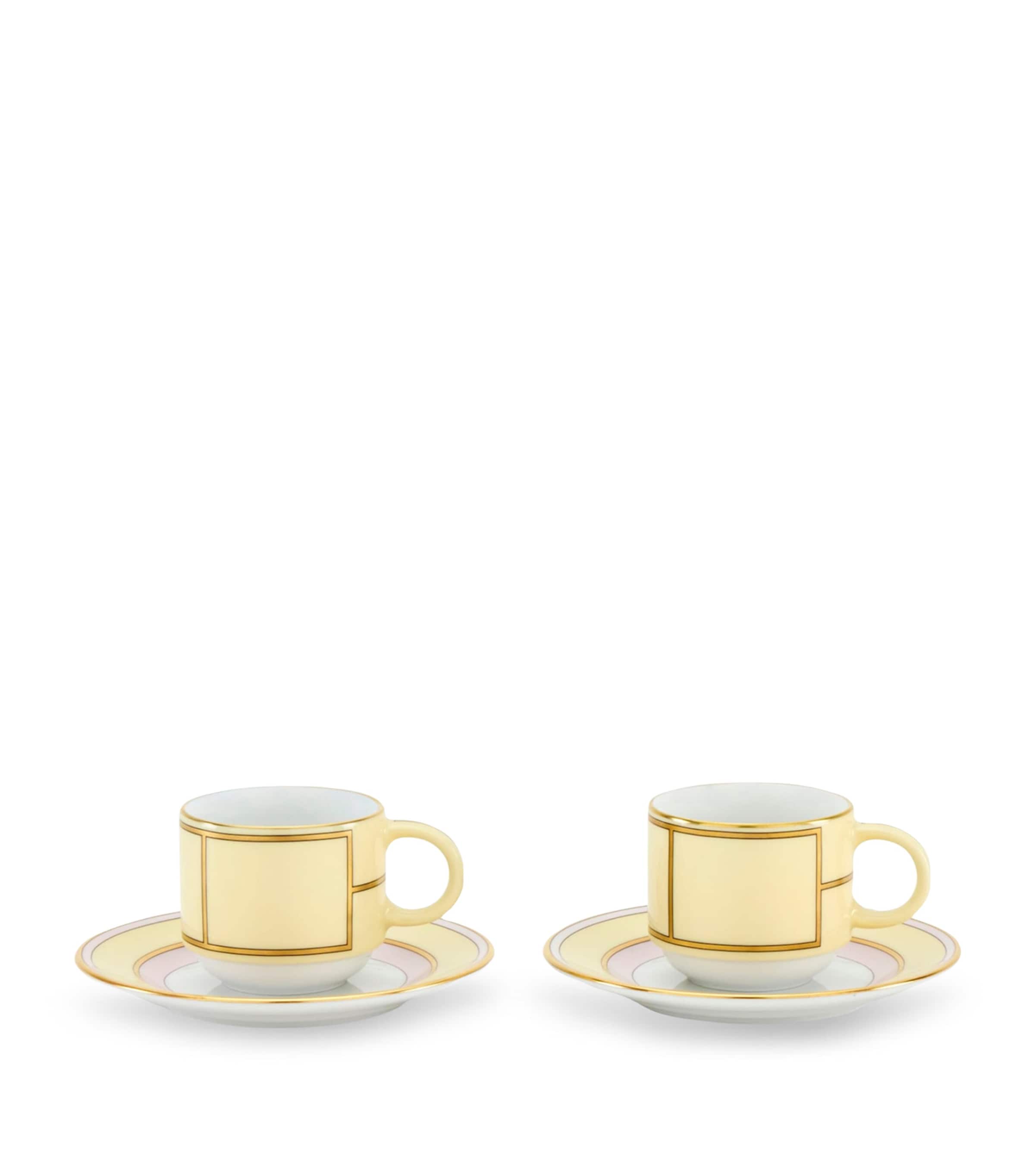 GINORI 1735 Set of 2 Colonna Diva Giallo Coffee Cups and Saucers