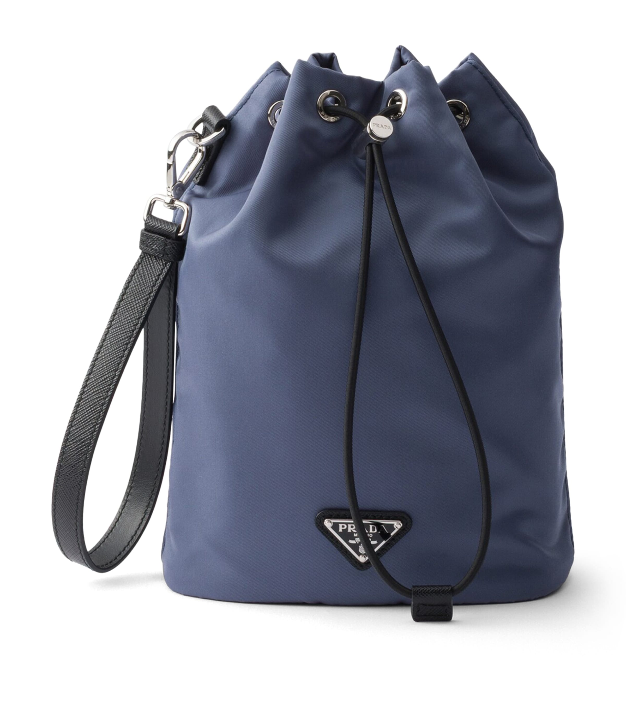 Prada Re-Nylon and Saffiano Leather Pouch Blue