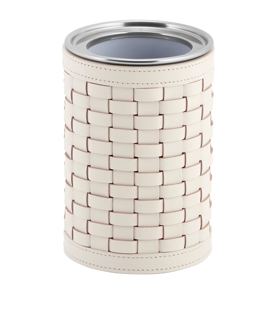 Riviere Woven Leather Barcelona Bottle Cooler (22cm) Ivory