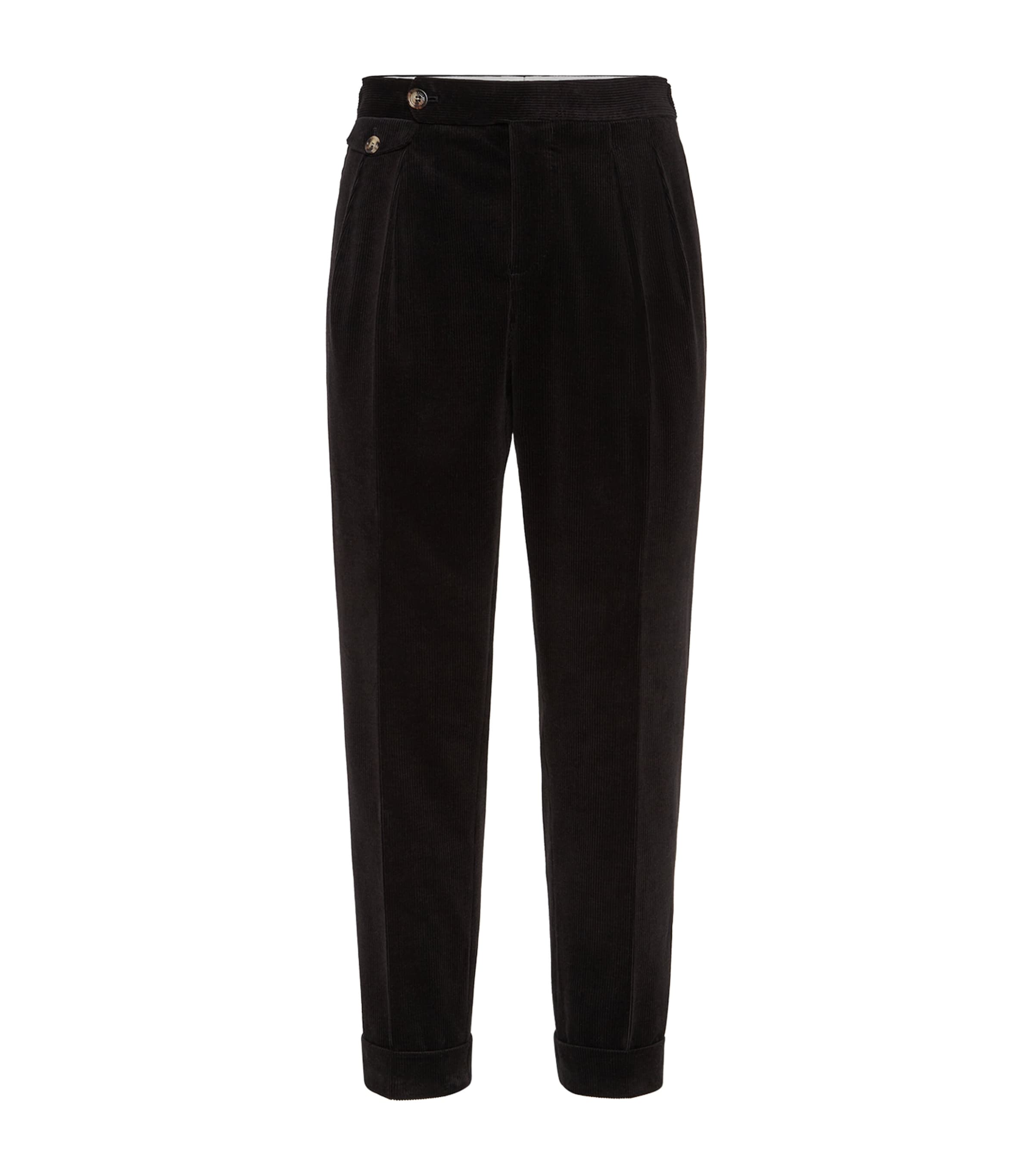 Cotton-Cashmere Blend Pleated Trousers