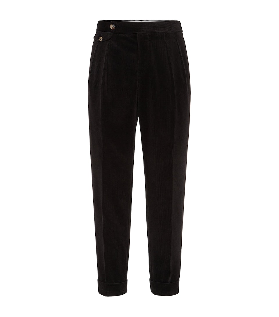 Cotton-Cashmere Blend Pleated Trousers