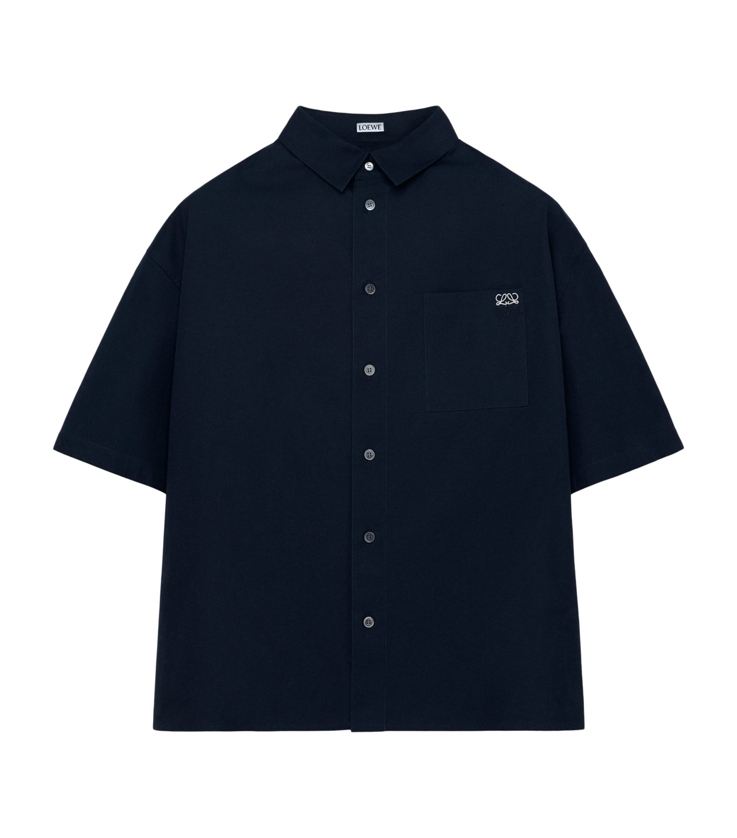LOEWE Mens Anagram Short-Sleeve Shirt Dark Navy