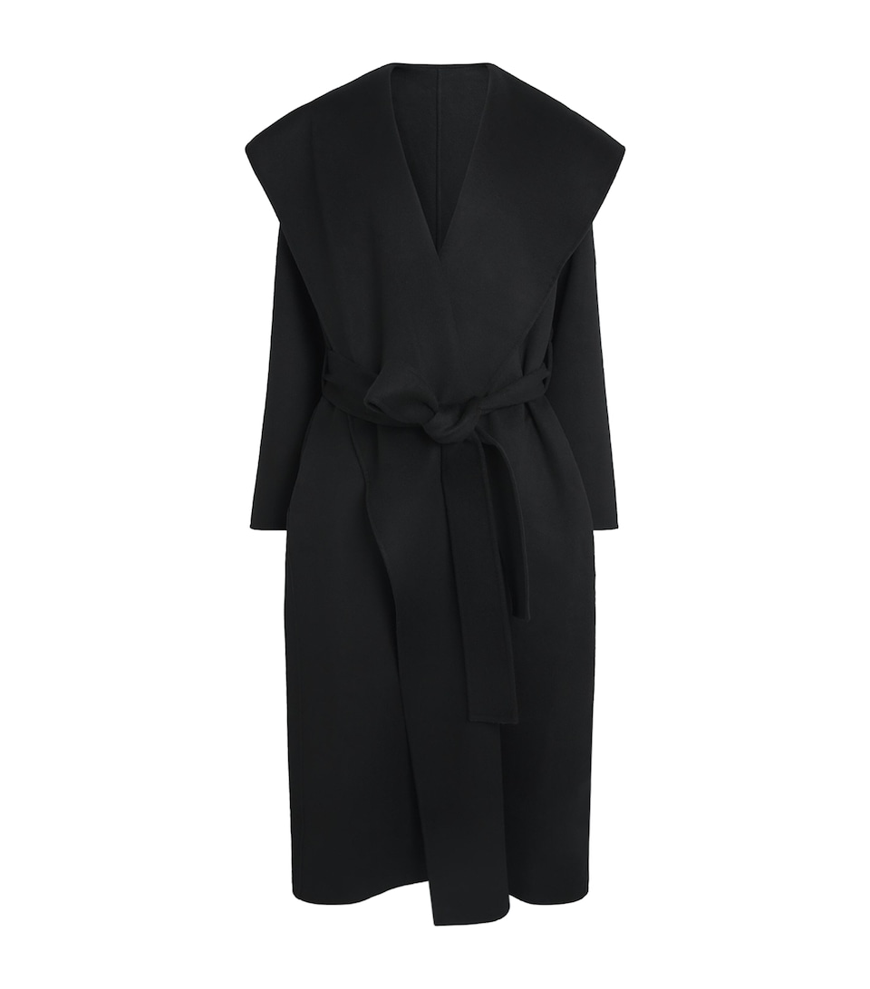 Toteme Womens Wool Hooded Coat Black