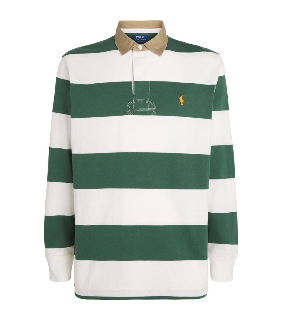 Cotton Stripe Polo Pony Rugby Shirt
