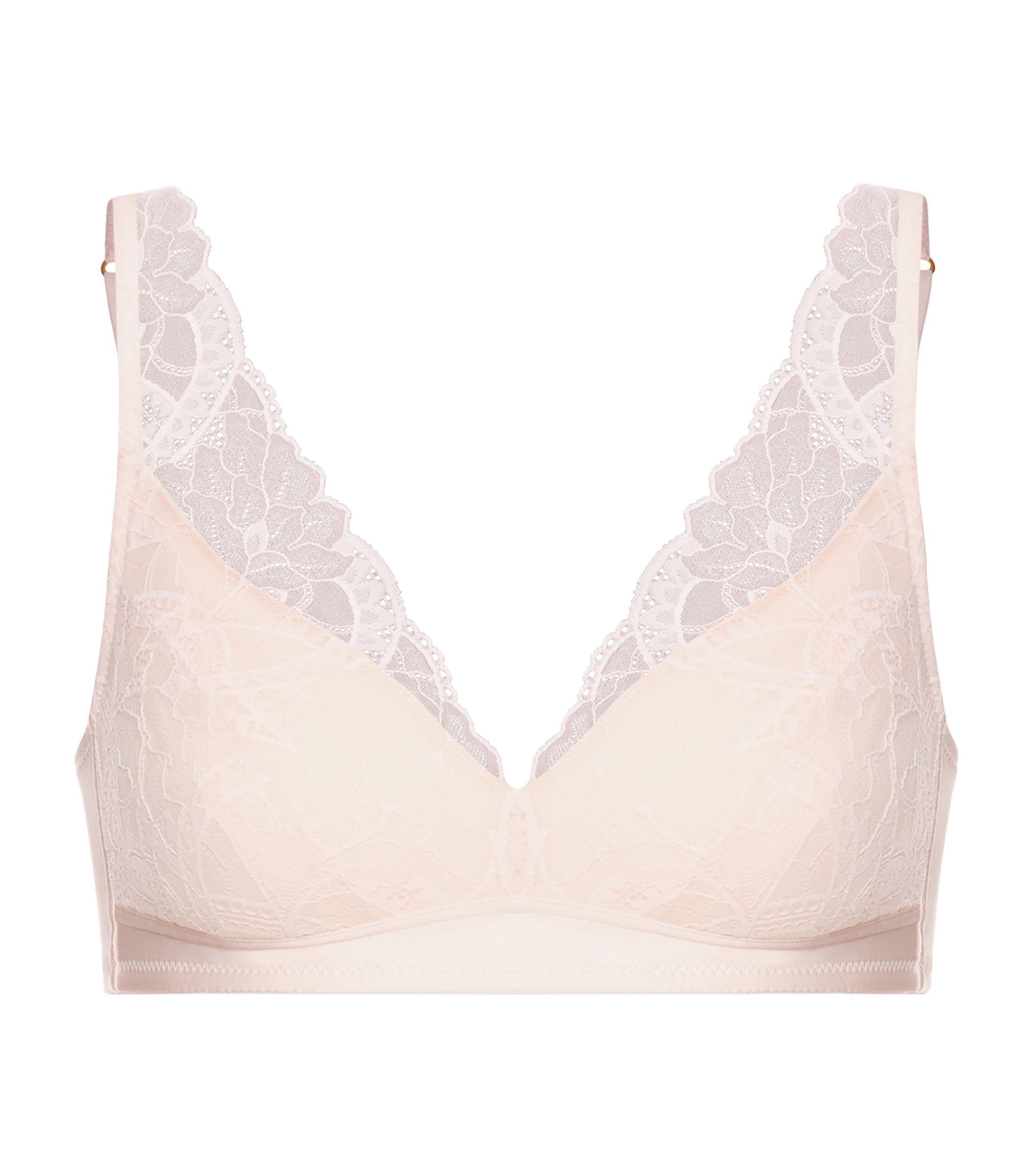 Hanro Womens Stretch-Lace Lightly Padded Bra Creamy Glass