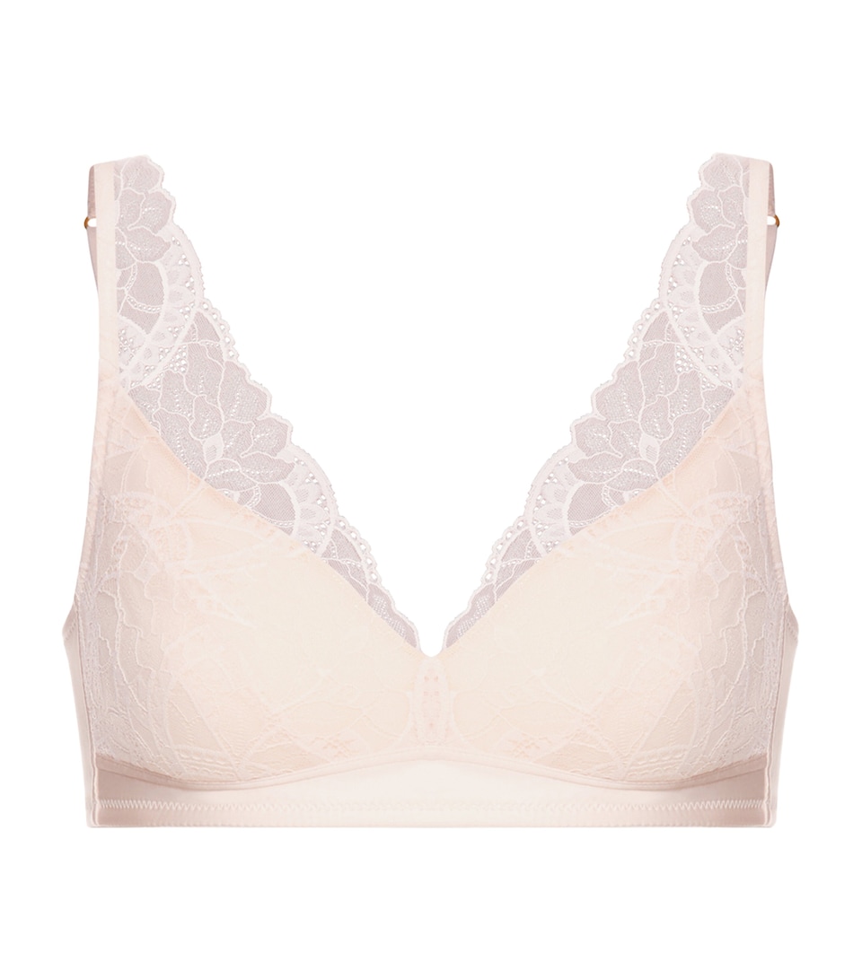 Hanro Womens Stretch-Lace Lightly Padded Bra Creamy Glass