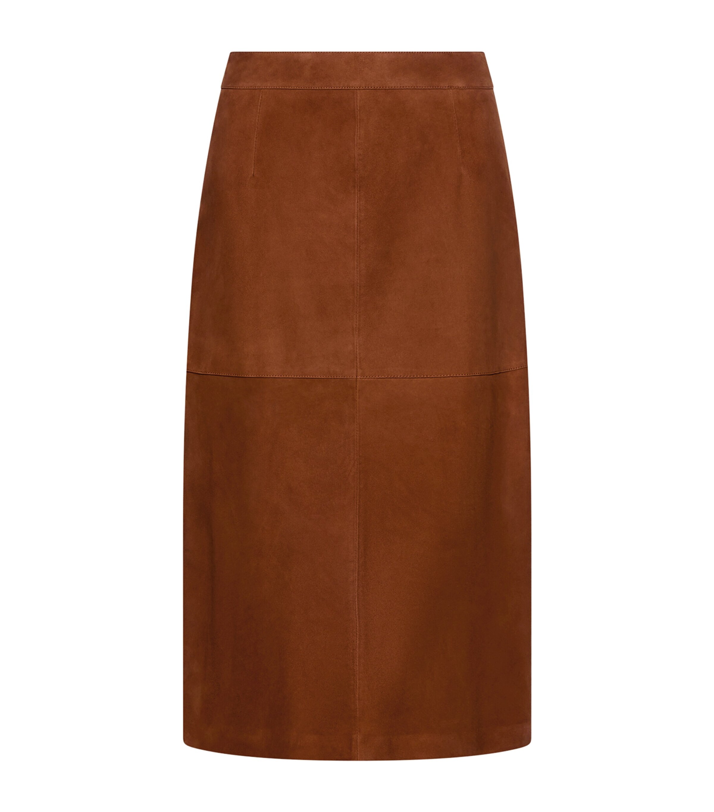 Marella Womens Suede Panelled Skirt Cognac