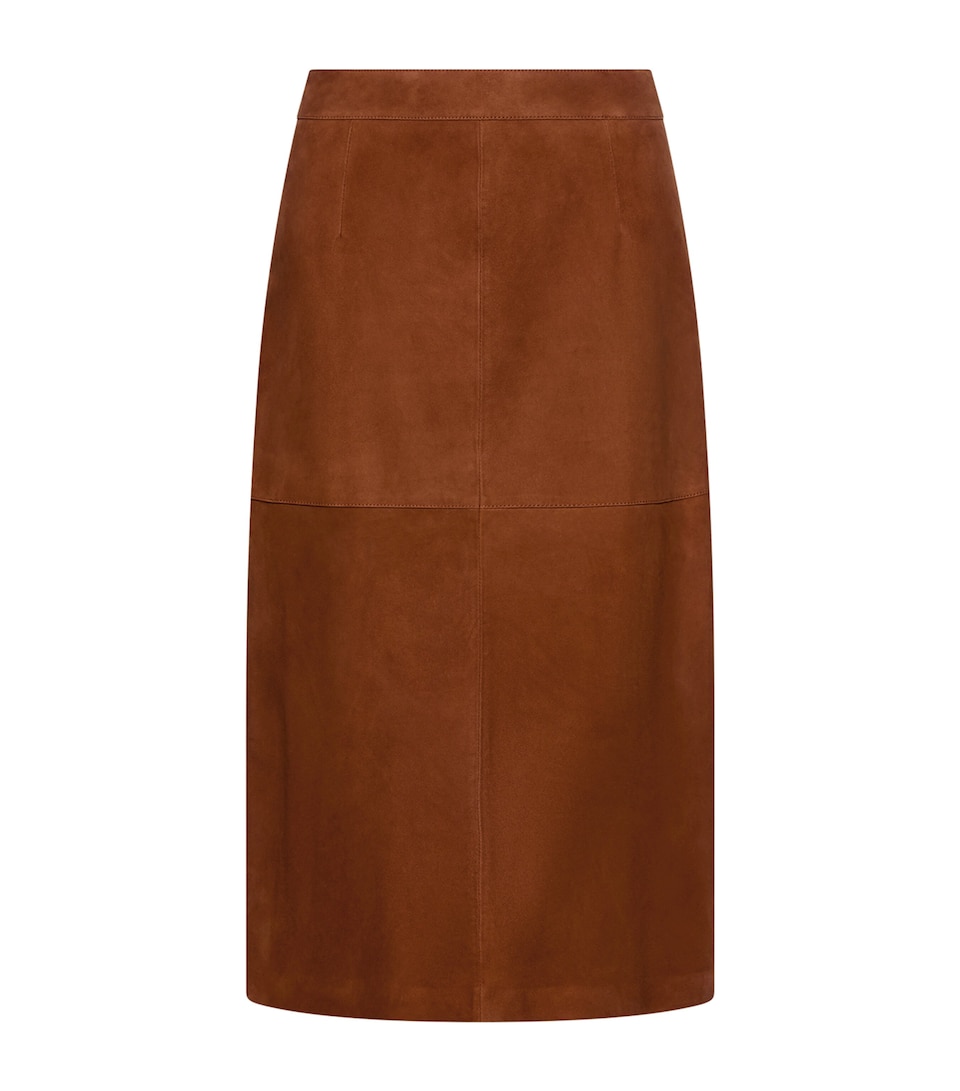 Marella Womens Suede Panelled Skirt Cognac