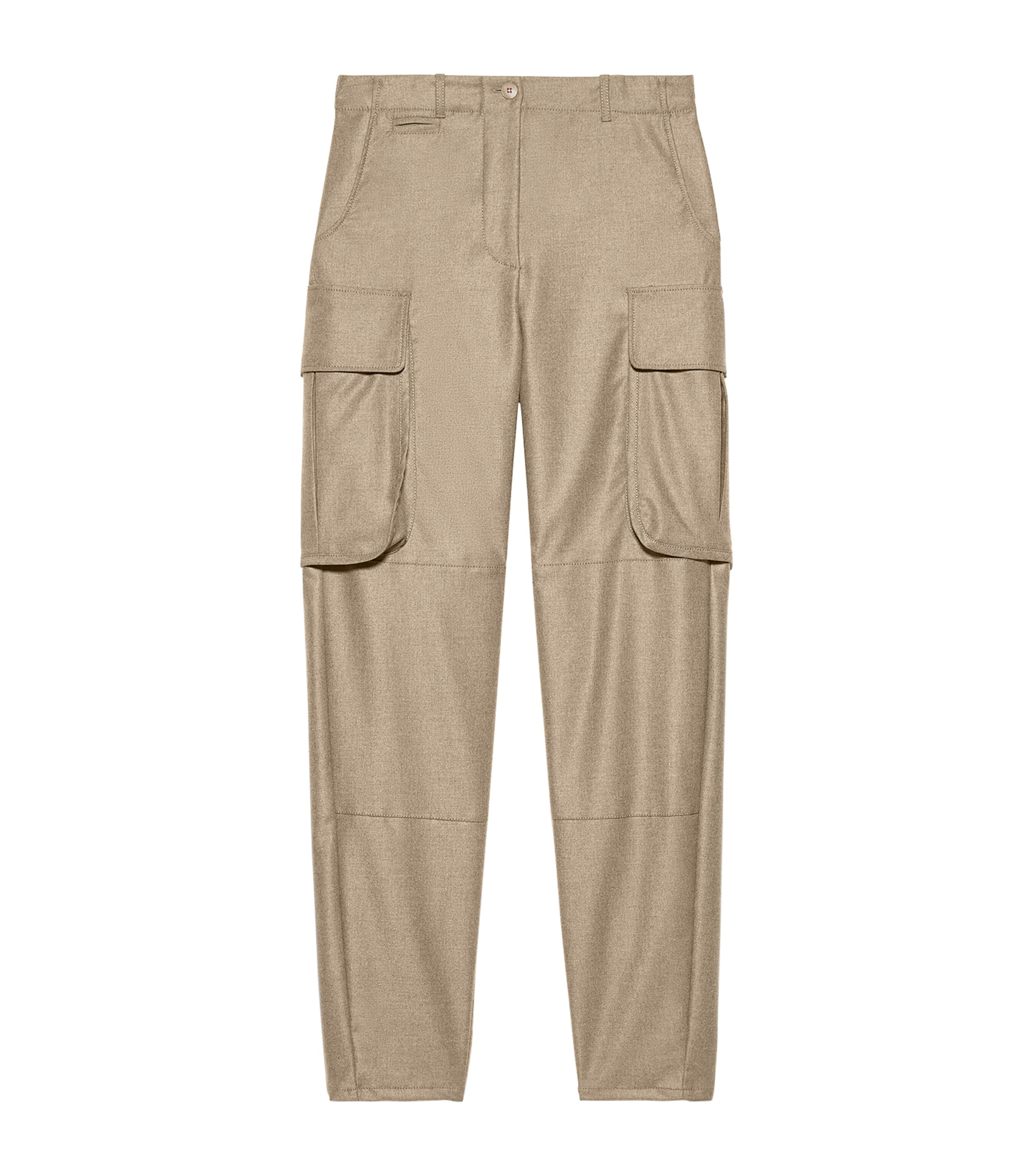 MAX&Co. Womens Virgin Wool-Blend Cargo Trousers Melange Grey