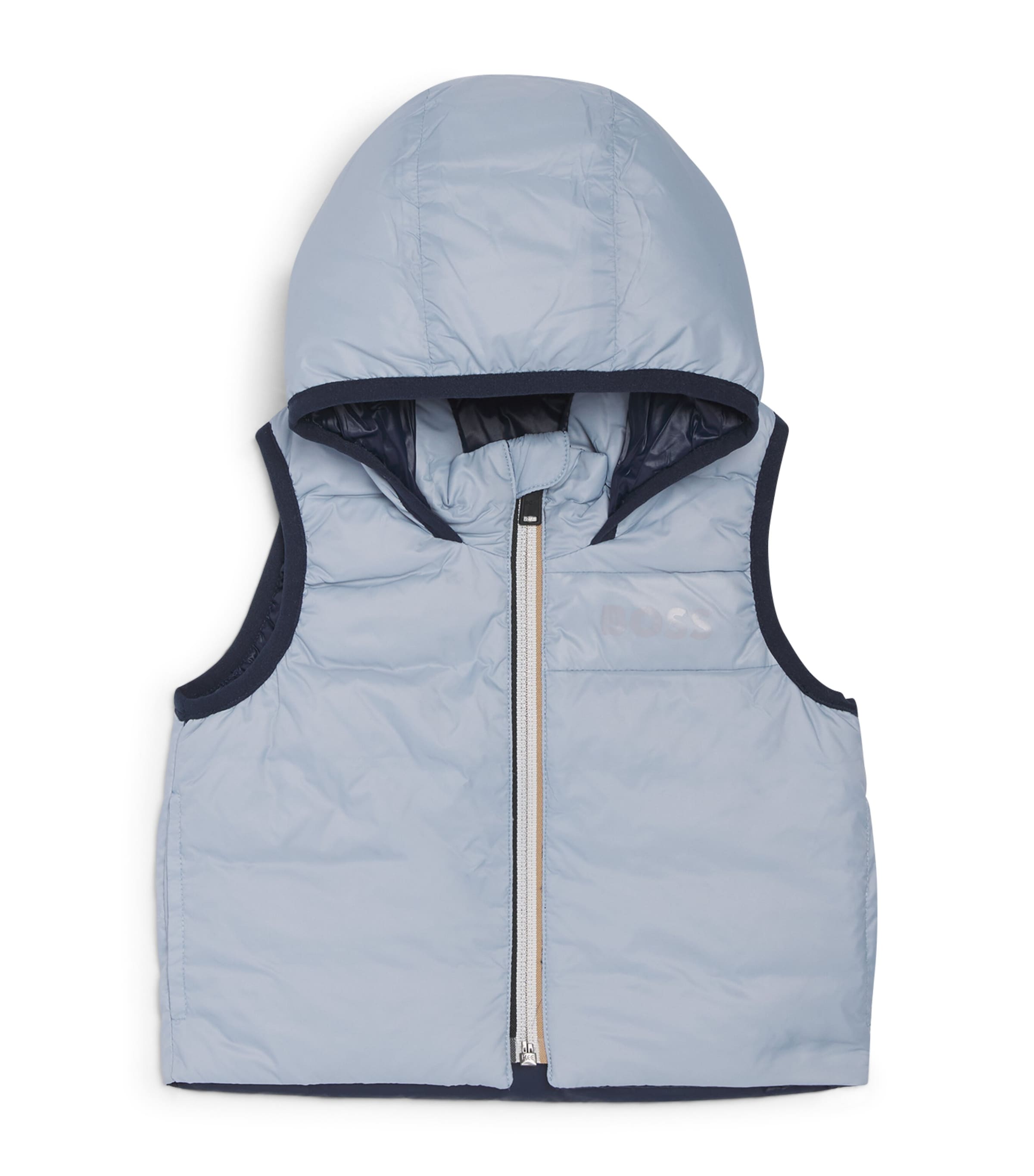 BOSS Kidswear Reversible Quilted Logo Gilet (3-36 Months) Pale Blue