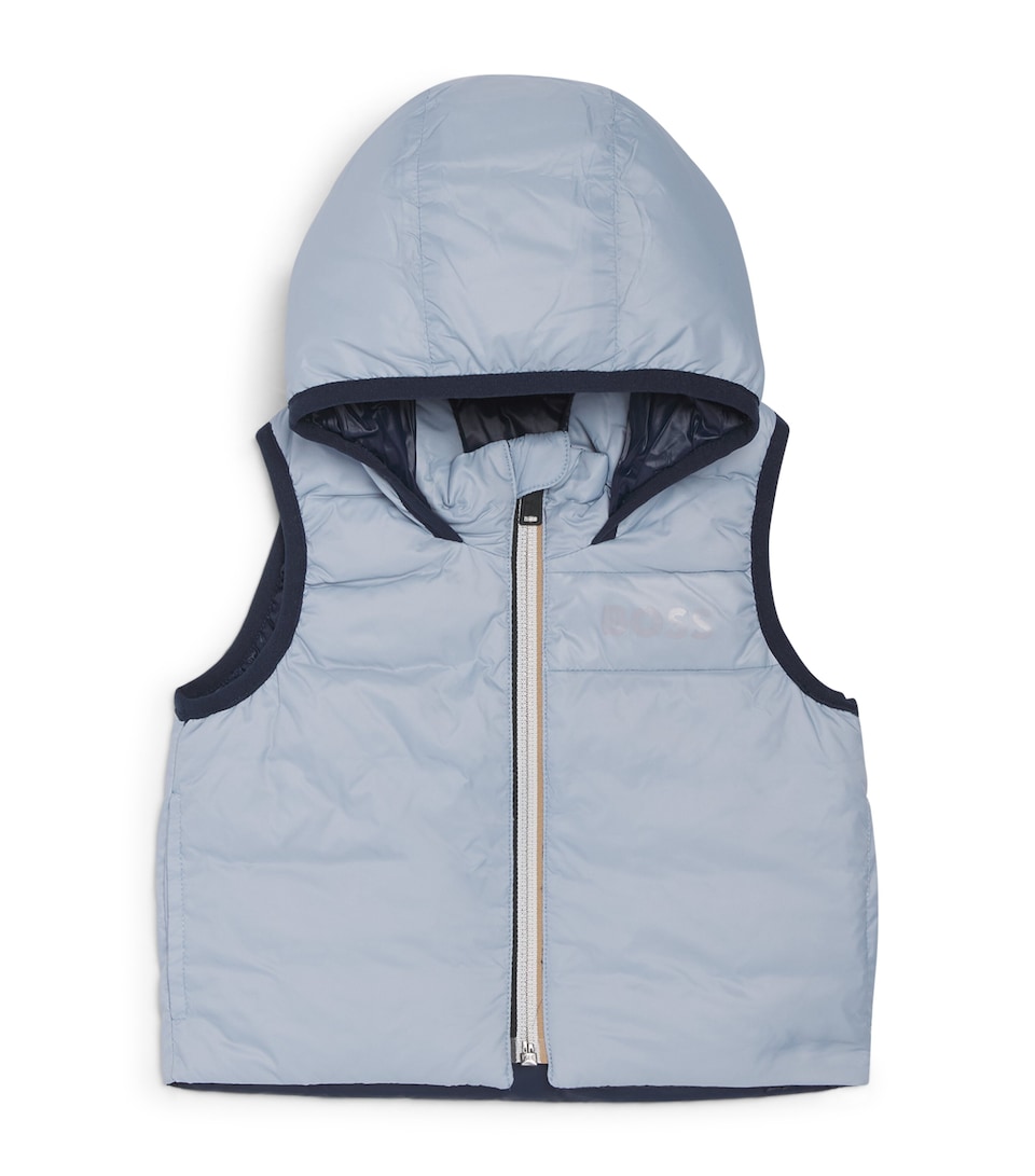 BOSS Kidswear Reversible Quilted Logo Gilet (3-36 Months) Pale Blue