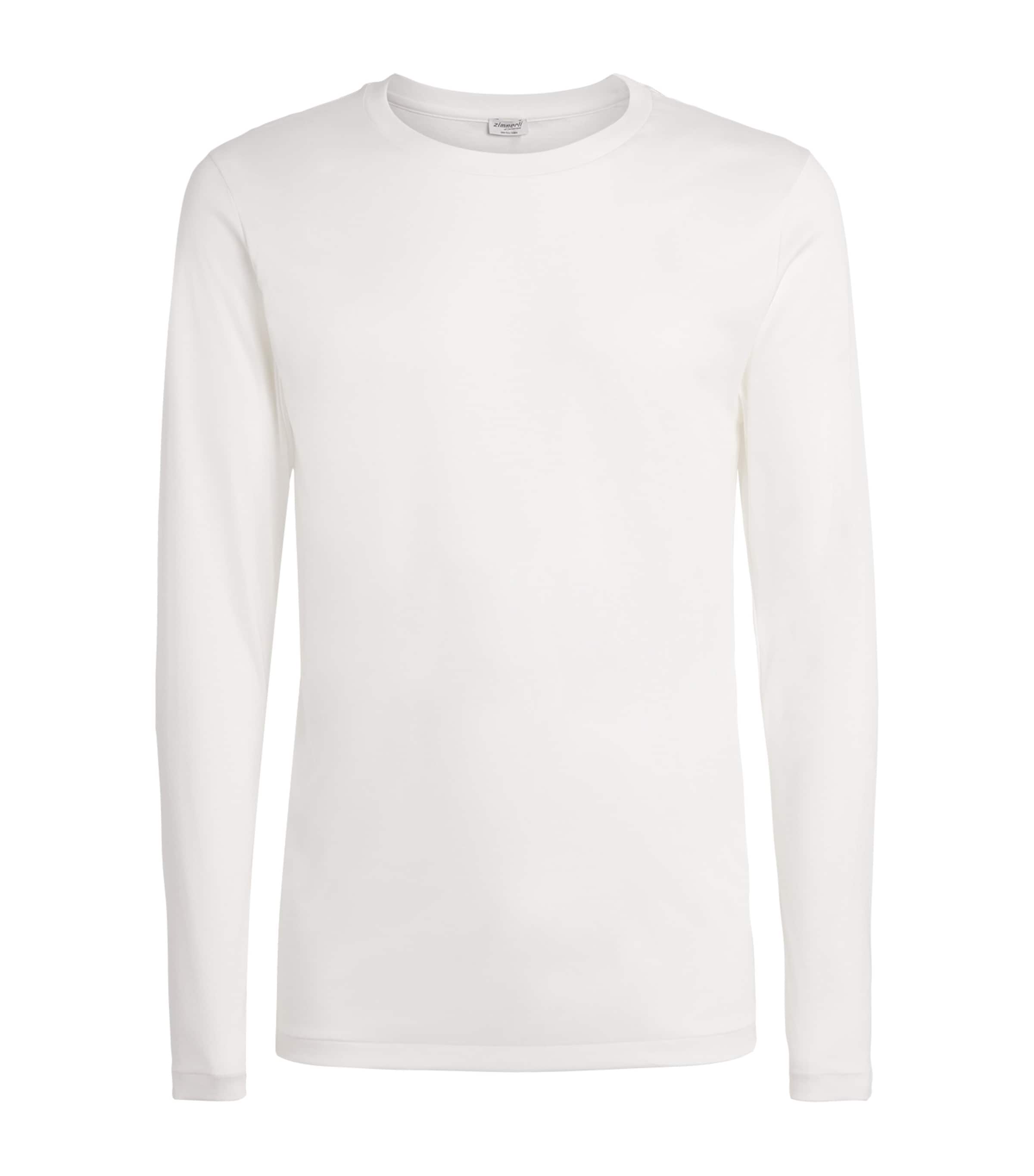 Zimmerli Mens 286 Sea Island Long-Sleeve T-Shirt White