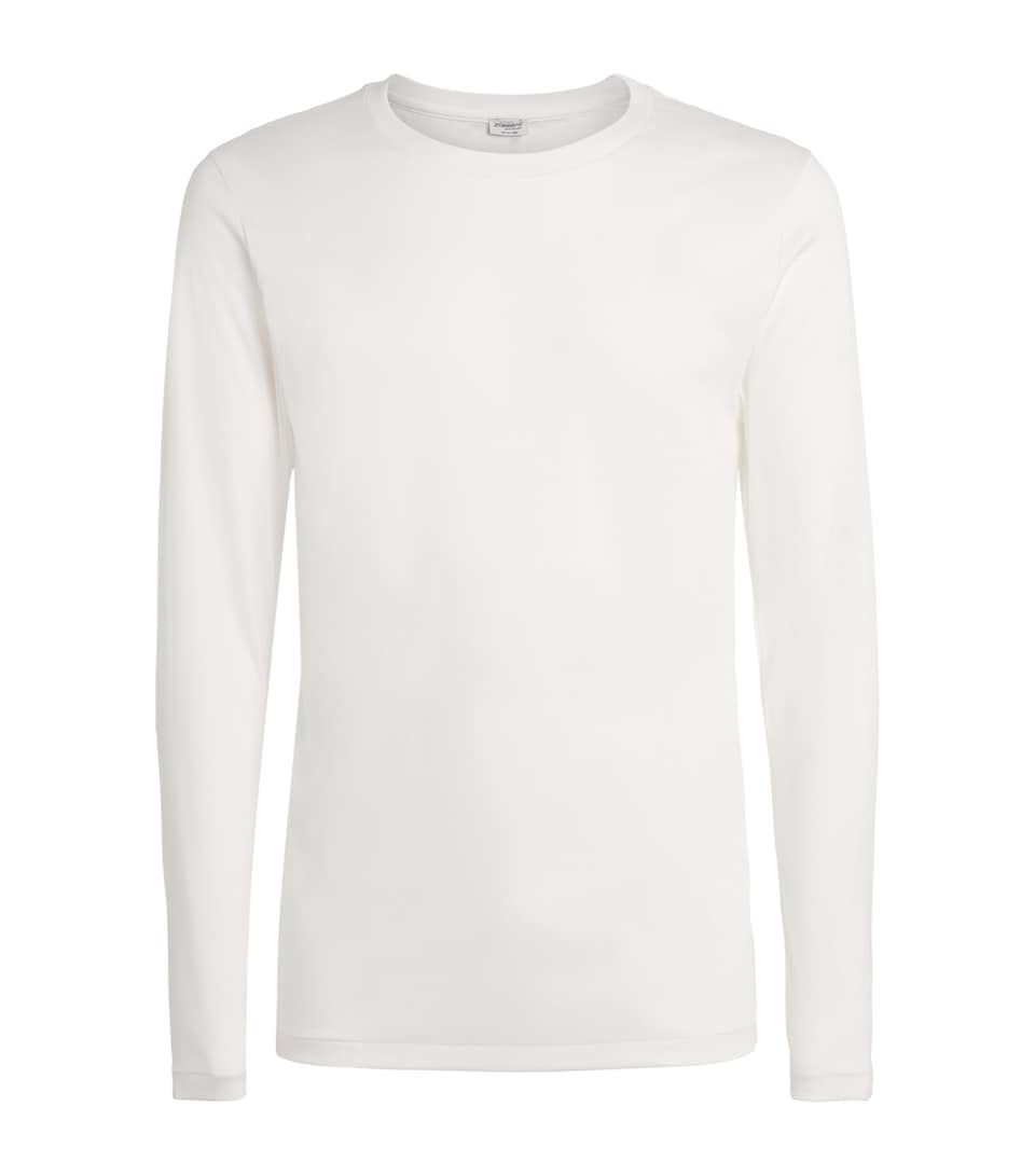 Zimmerli Mens 286 Sea Island Long-Sleeve T-Shirt White