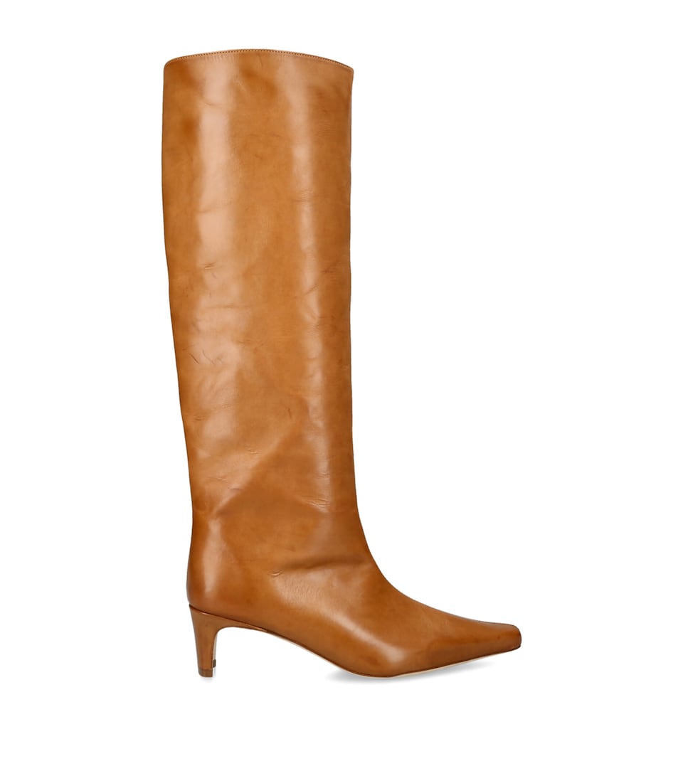 STAUD Leather Wally Knee-High Boots 55 Tan