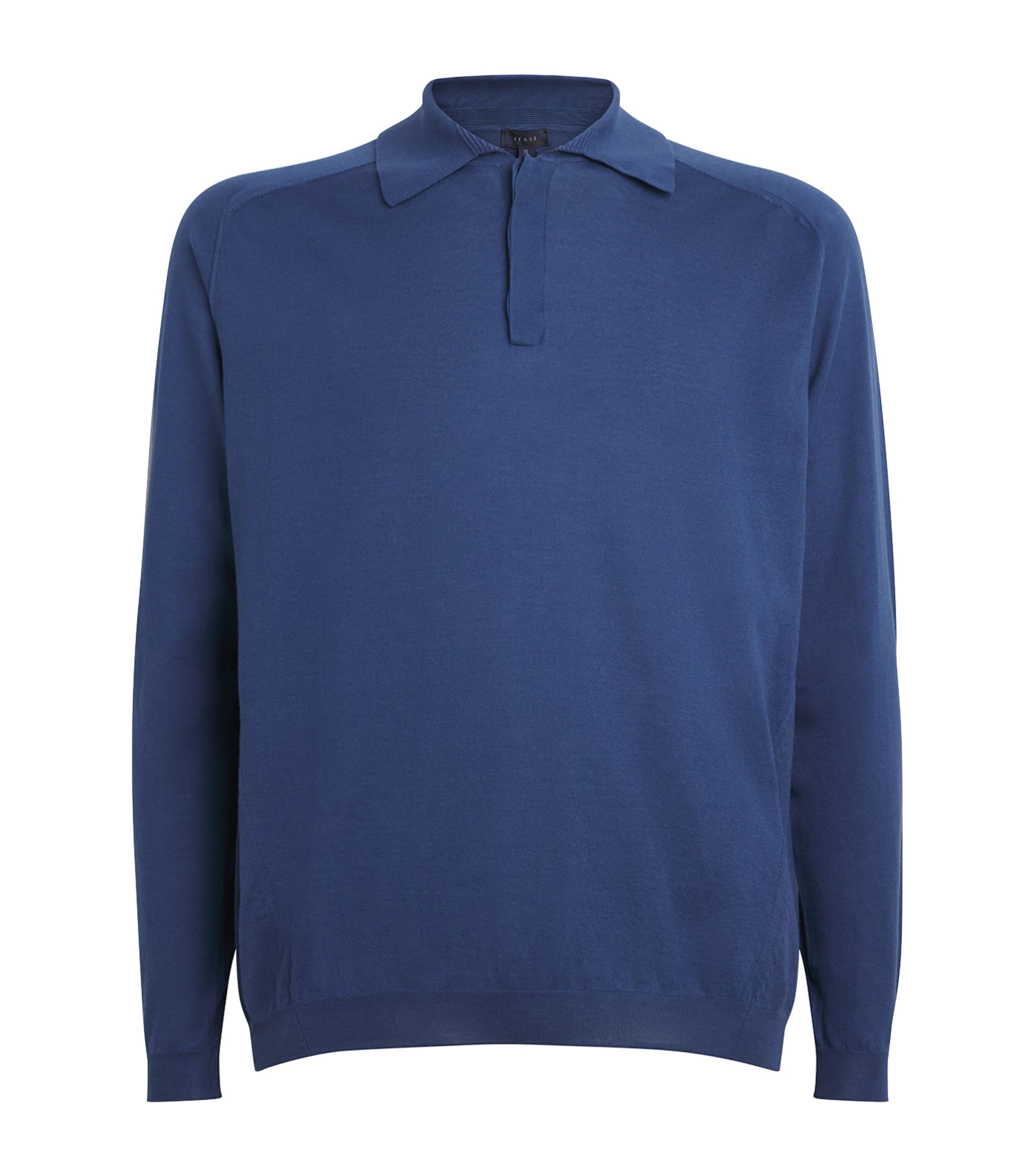 Sease Mens Virgin Wool Polo Shirt Denim Blue
