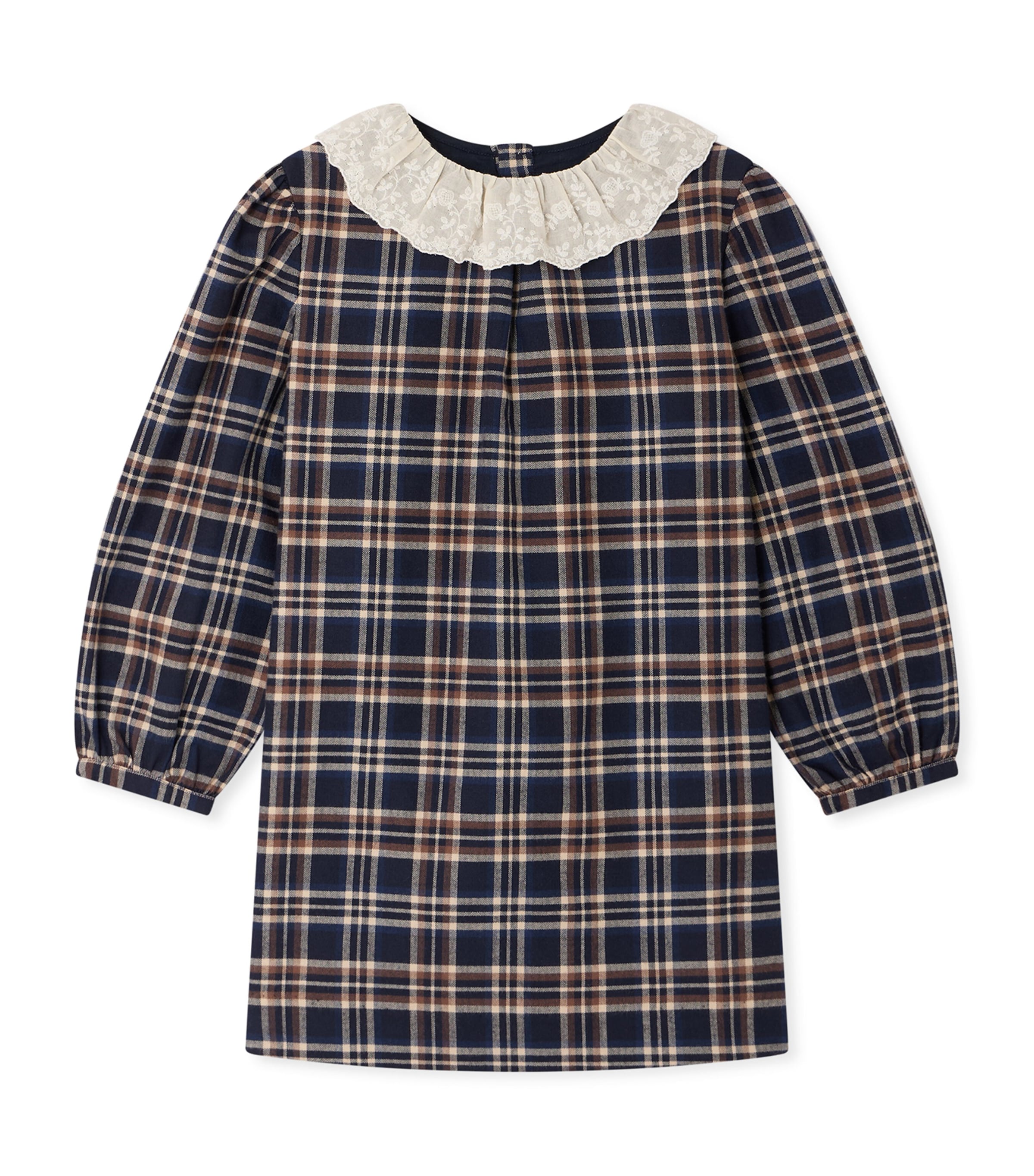 Bonpoint Cotton Check Dress (4-8 Years) Carreaux Marine