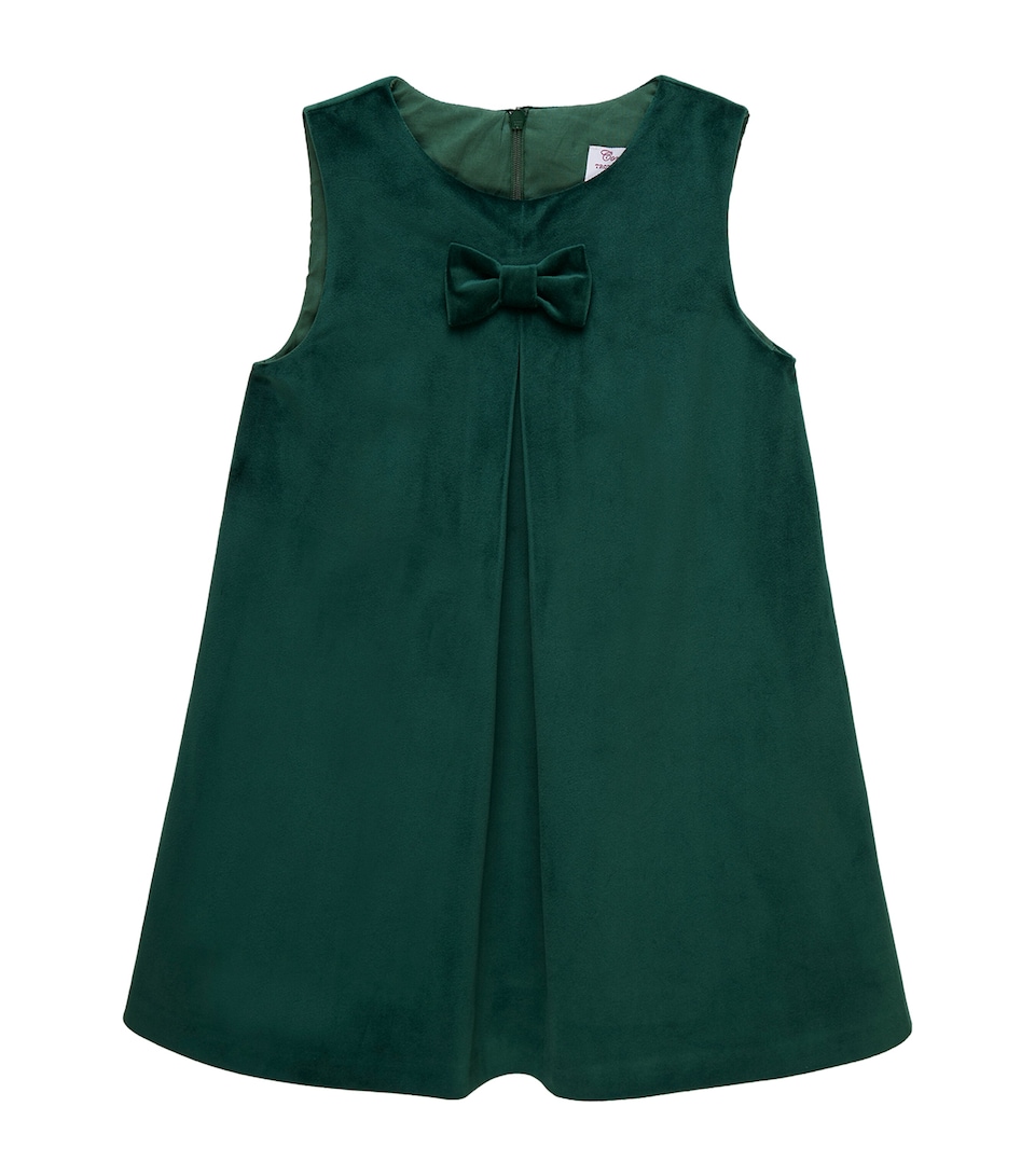Trotters Velvet Bow Esme Dress (2-5 Years) Green