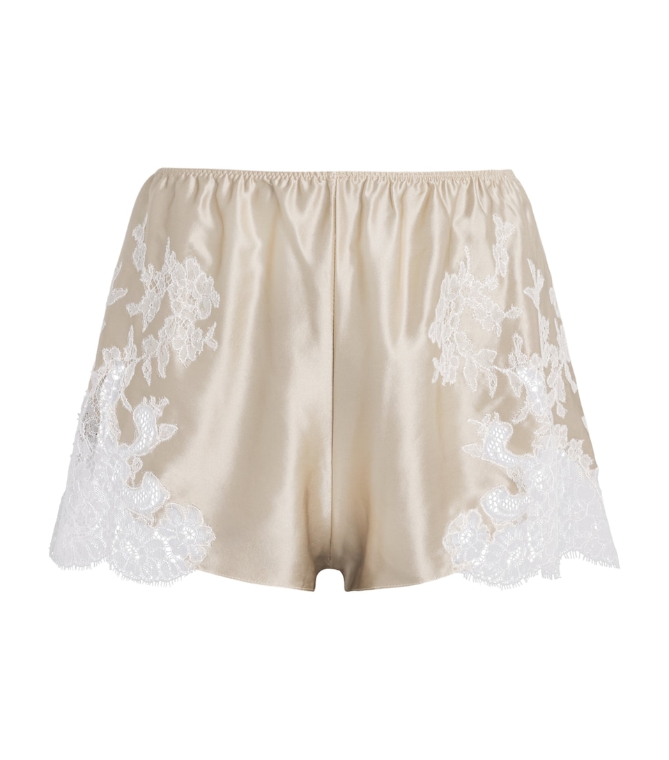 TORLOWEI Womens Silk Elsa Shorts Oyster/white