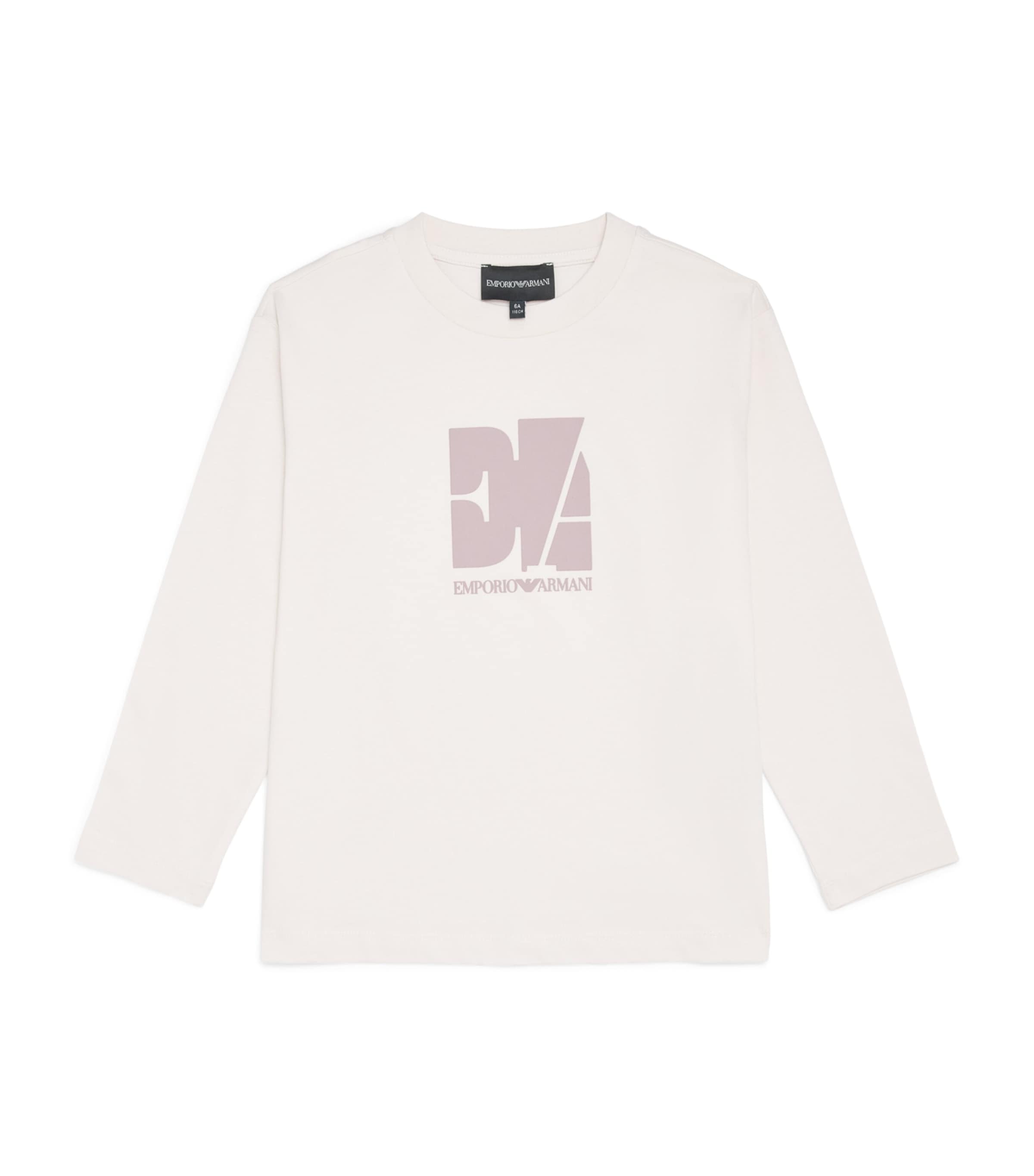 Emporio Armani Kids Long-Sleeve Logo T-Shirt (4-16 Years) White Sand