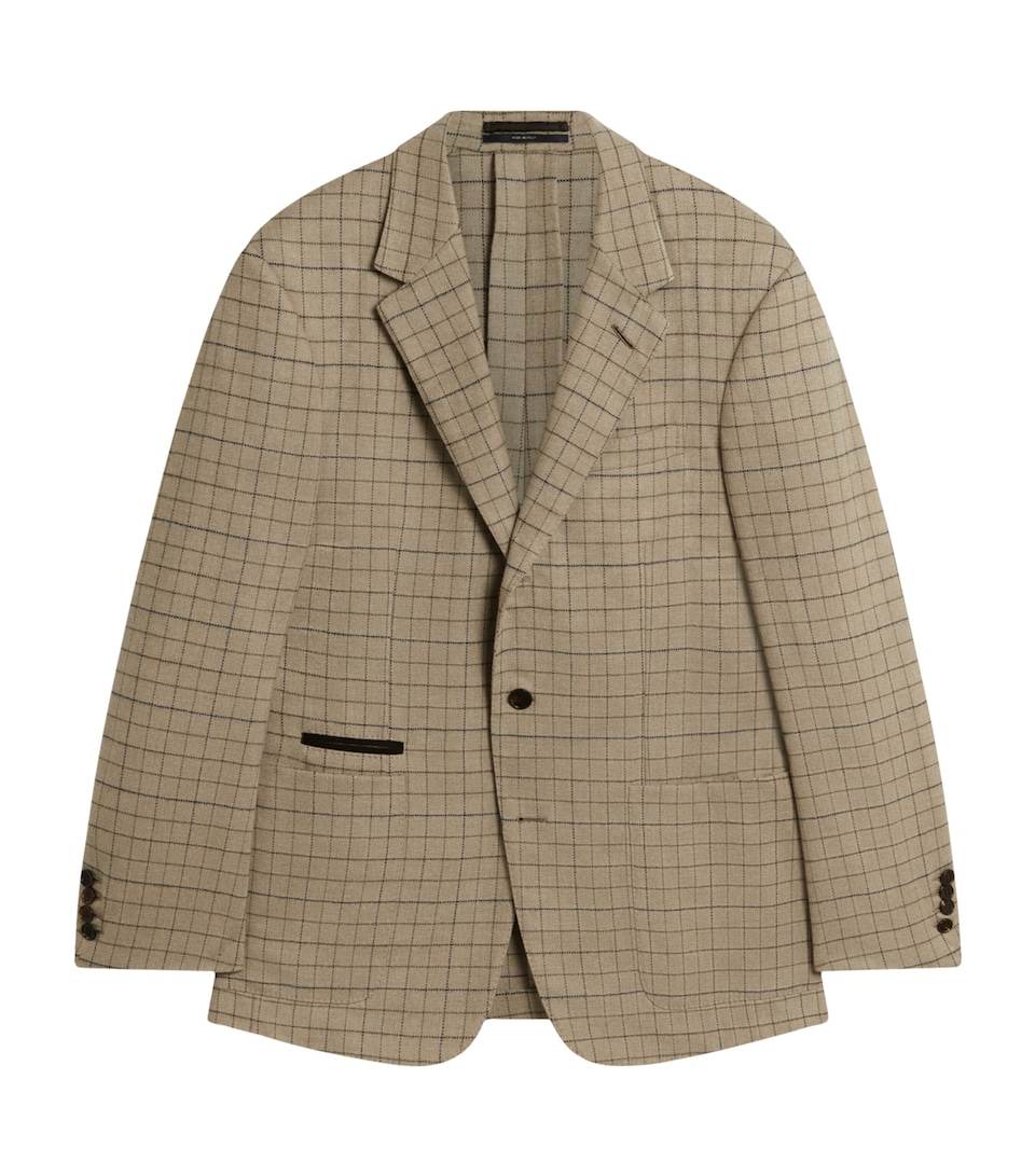 Virgin Wool-Cashmere Tattersall Check Bourdon Blazer