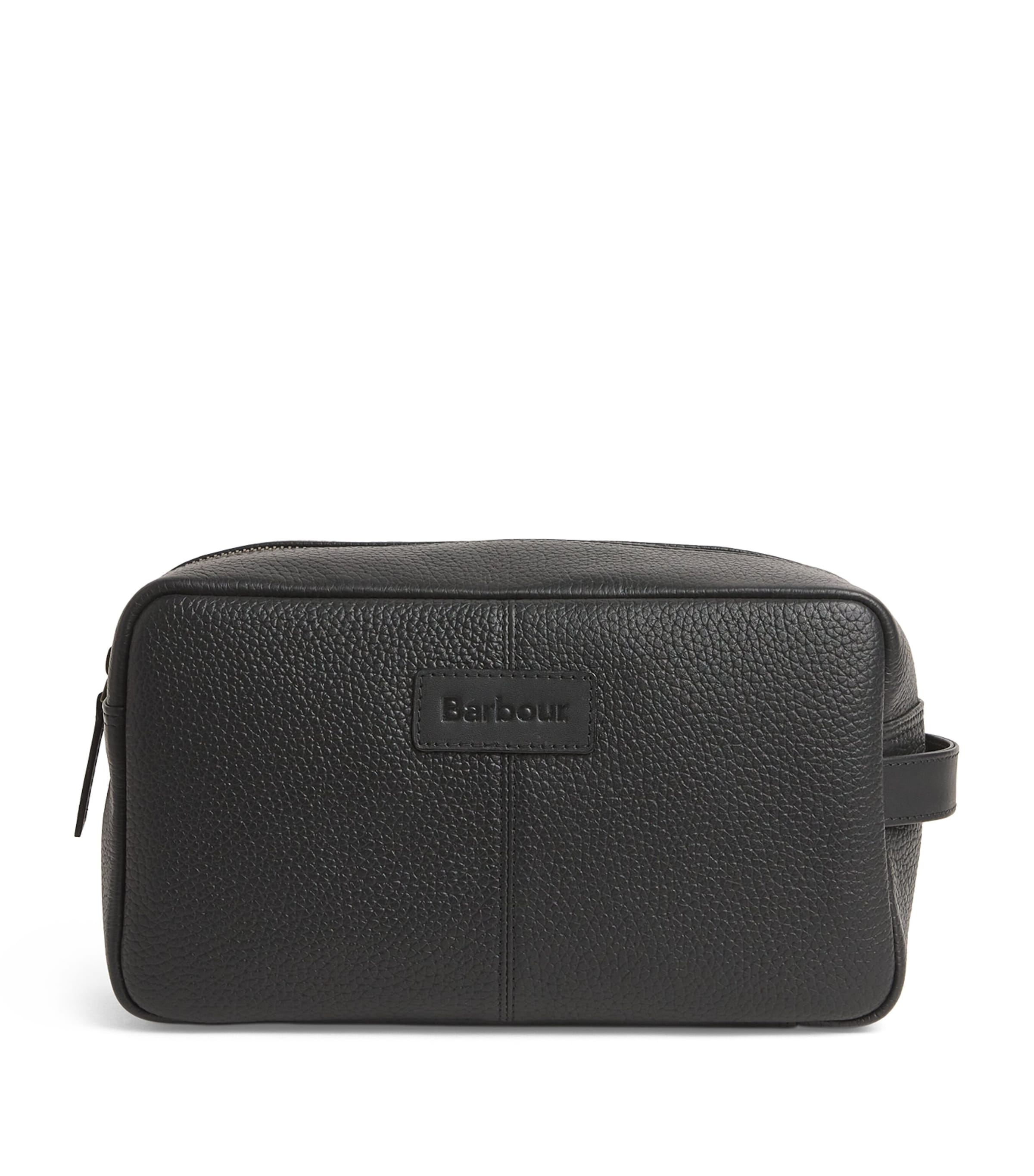 Barbour Leather Highgate Wash Bag Black