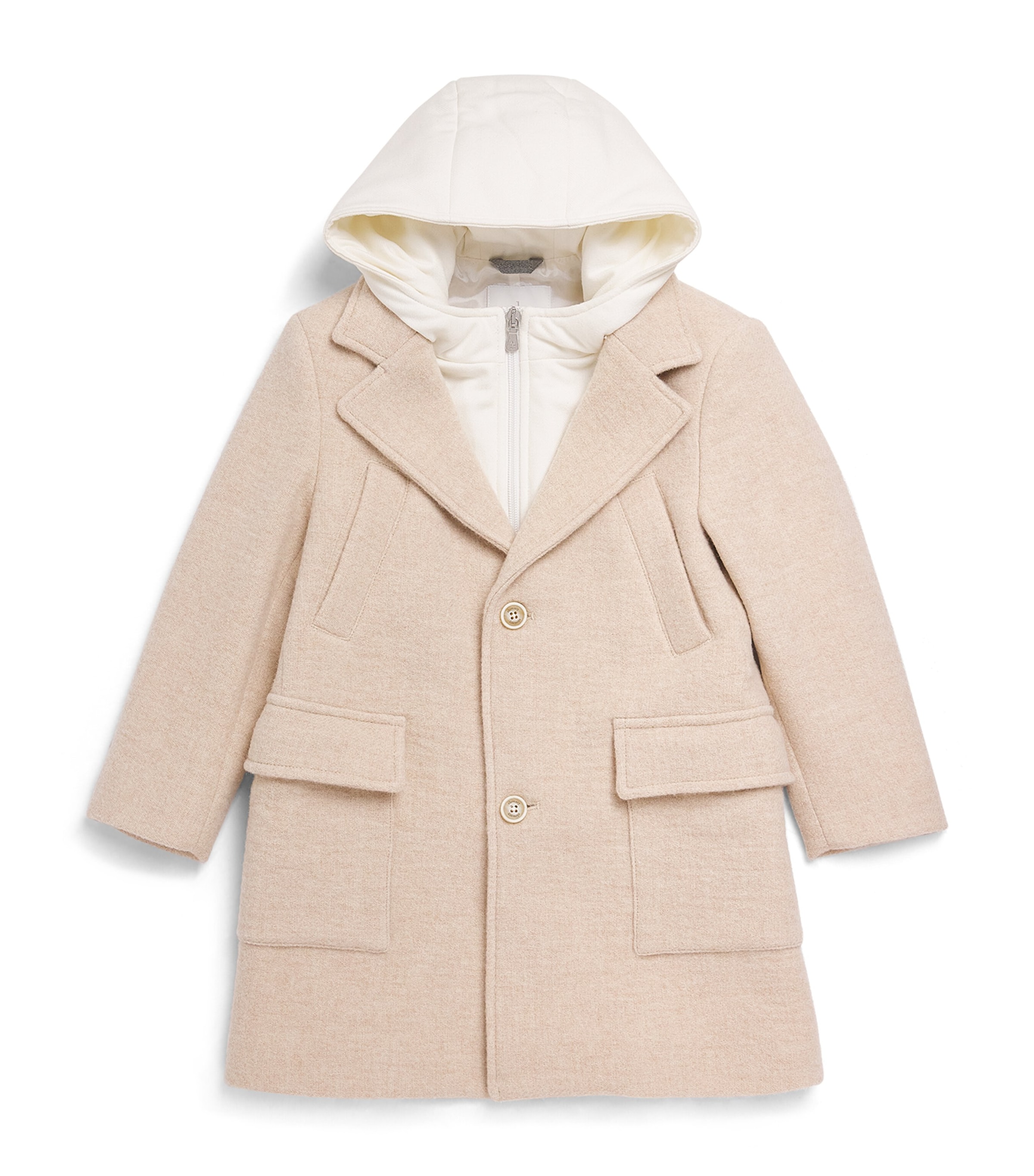 Eleventy Kids Hooded Trench Coat (2-16 Years) Beige/ivory