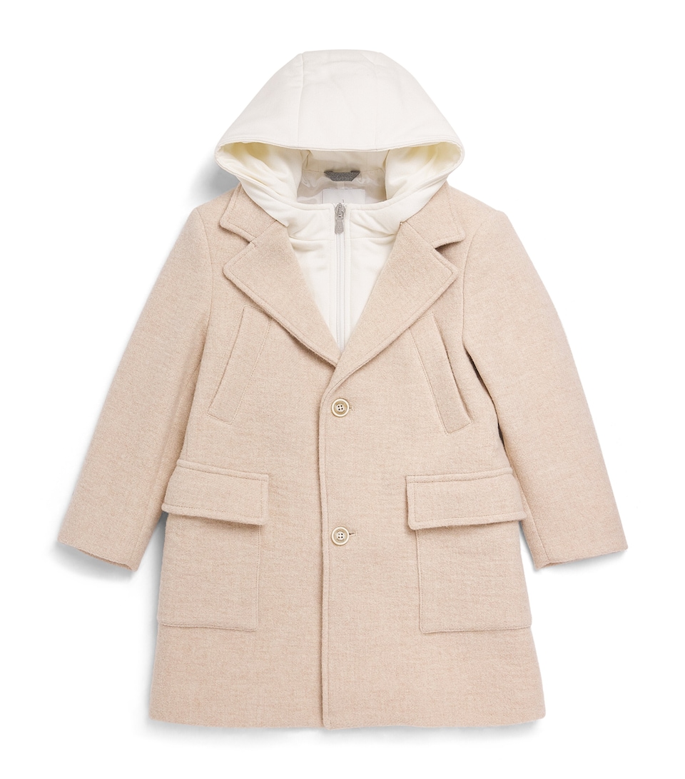 Eleventy Kids Hooded Trench Coat (2-16 Years) Beige/ivory
