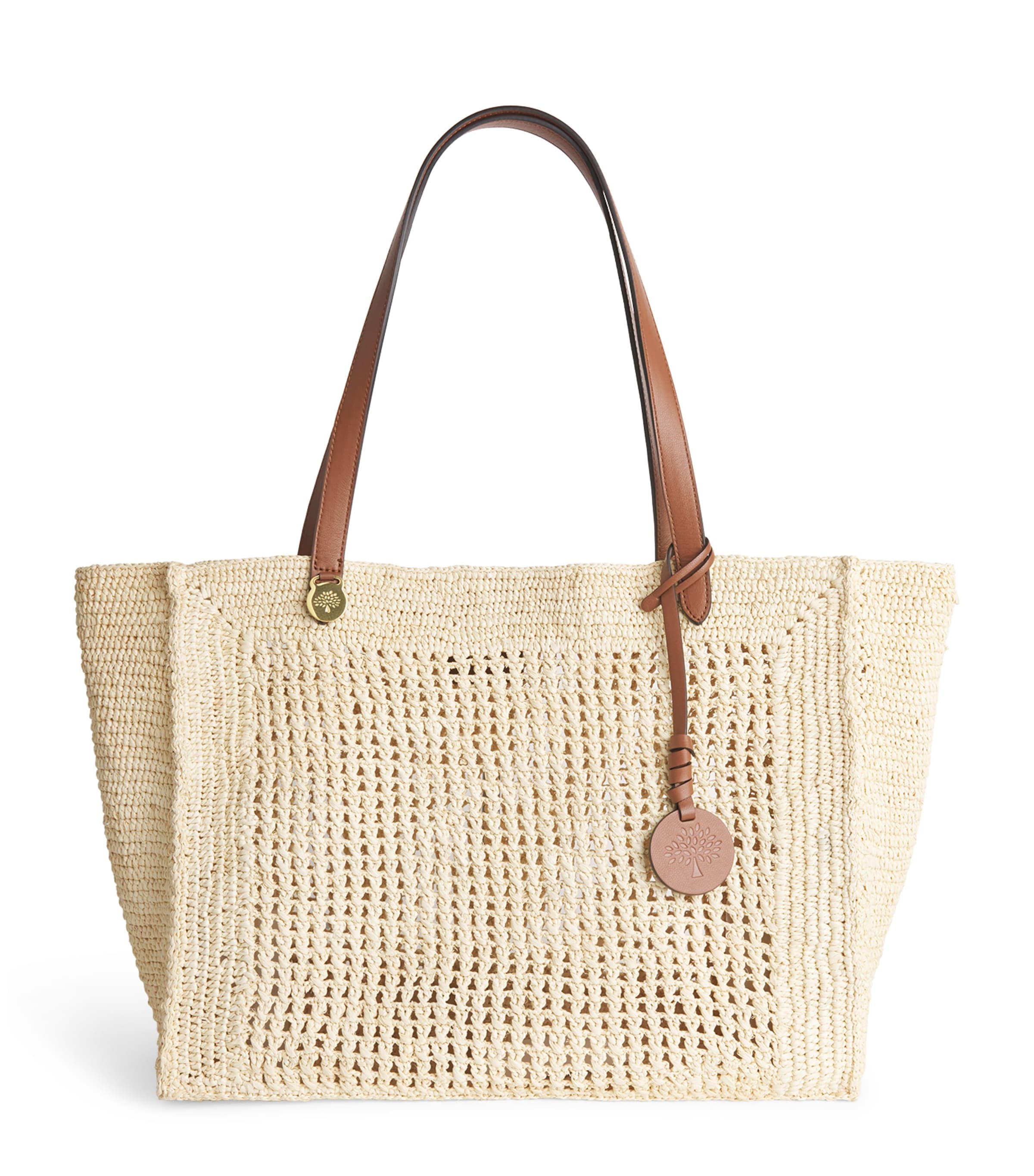 Mulberry Raffia Crochet Tote Bag Natural