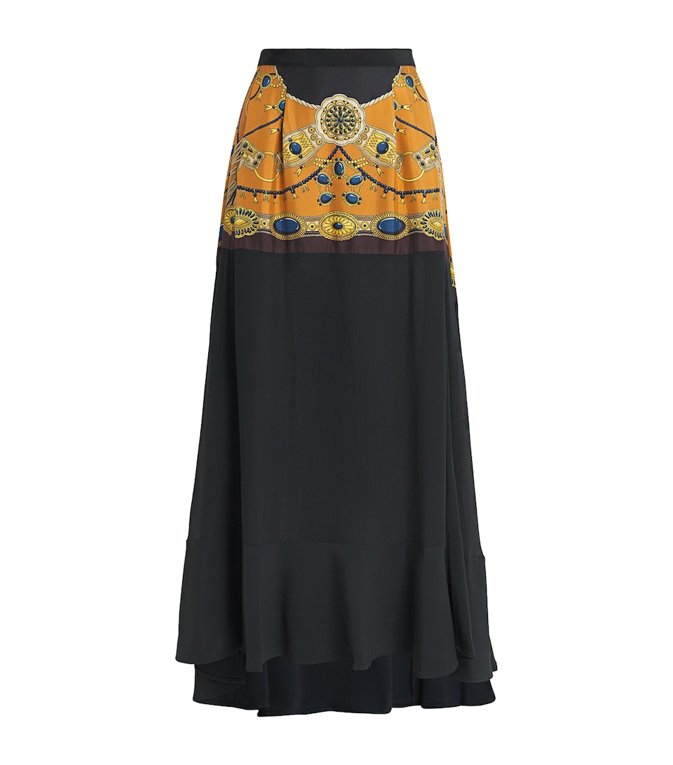 Etro Womens Silk Printed Midi Skirt Print On Blue