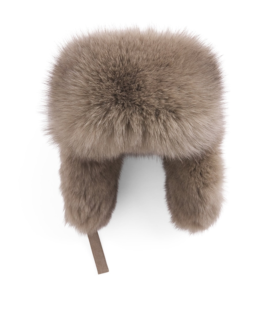 Yves Salomon Down Fur-Trim Chapka Hat
