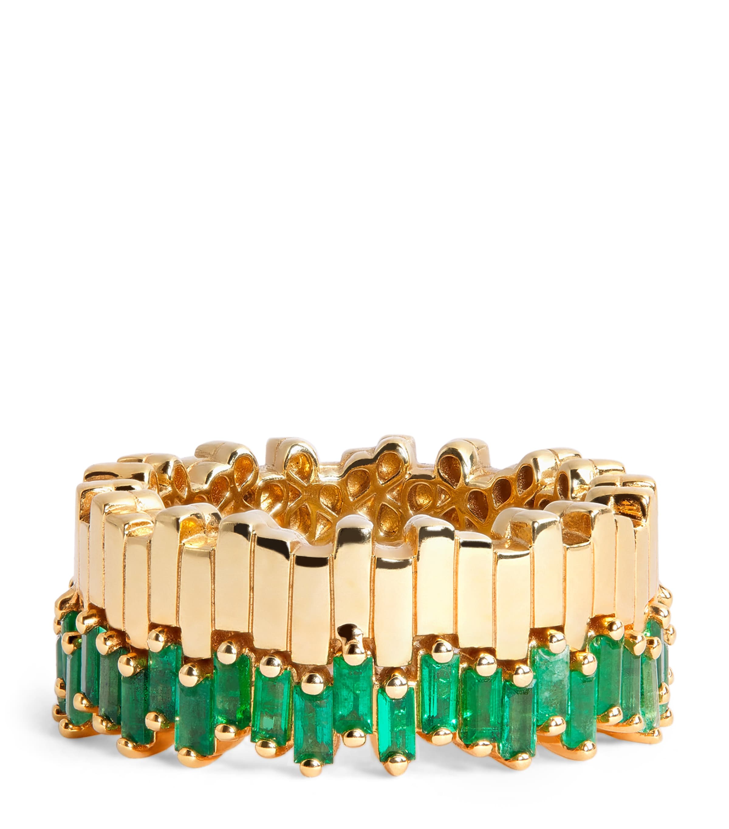 Yellow Gold and Emerald Golden Age Eternity Ring (Size 7)