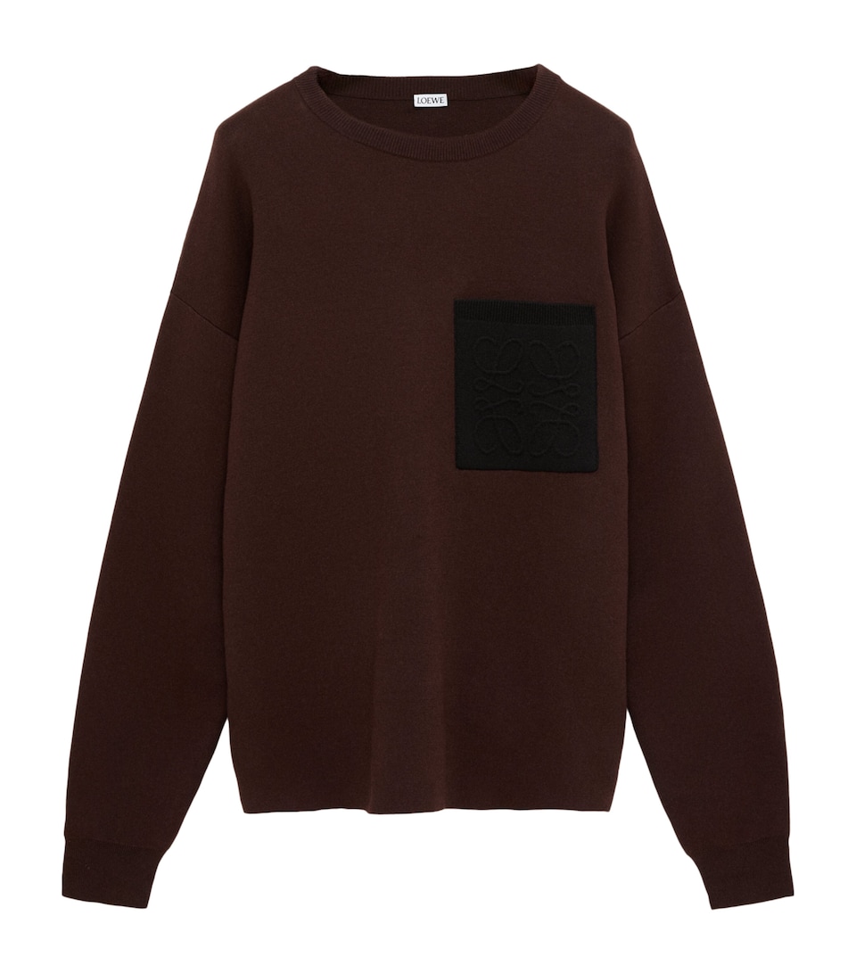 LOEWE Mens Anagram-Pocket Sweatshirt Dark Brown/black