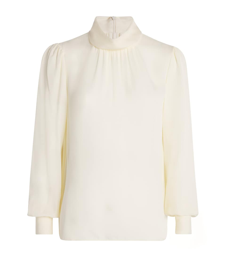 Silk High-Neck Blouse