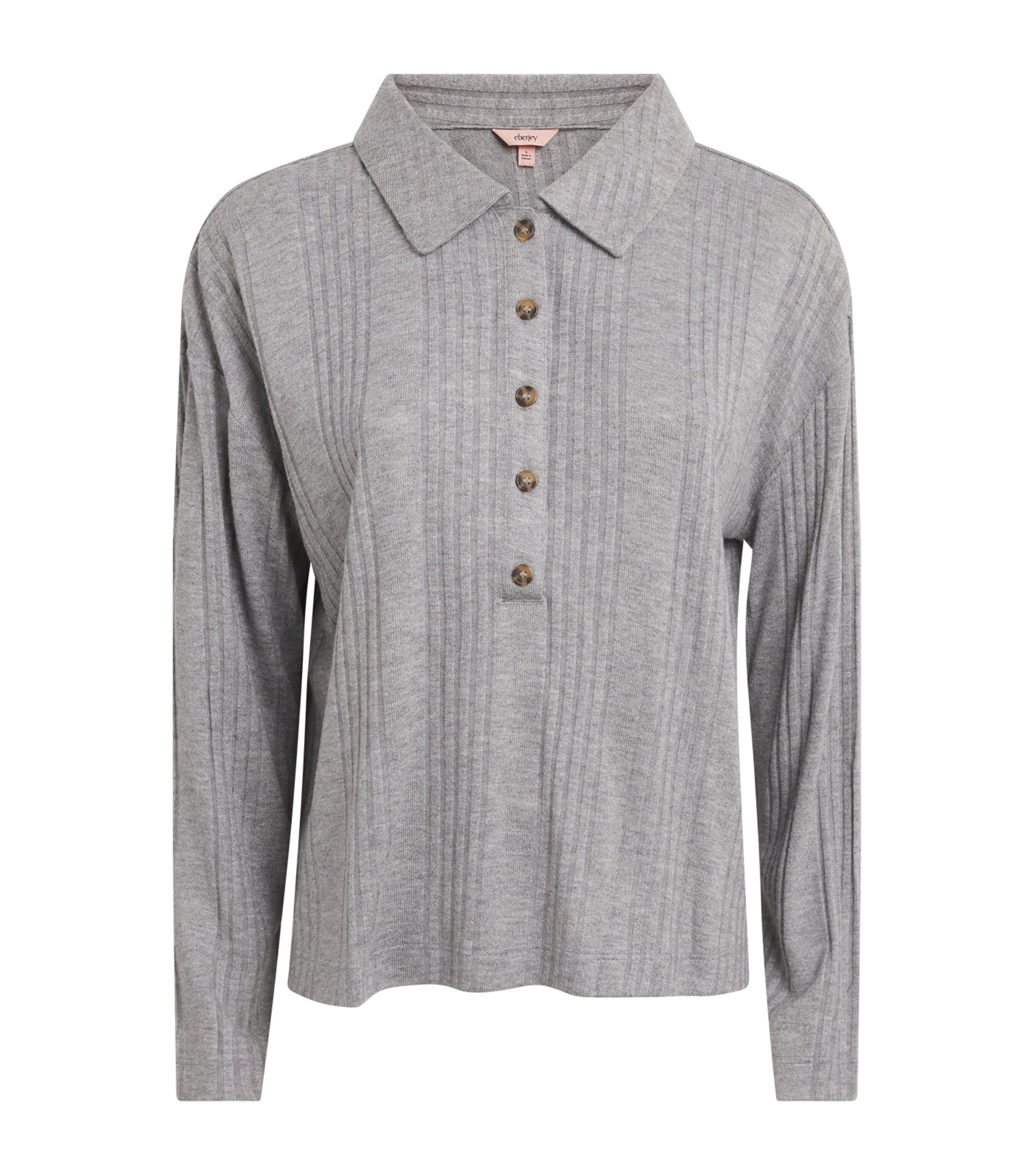 Eberjey Womens Ribbed Pyjama Top Dark Heather Grey