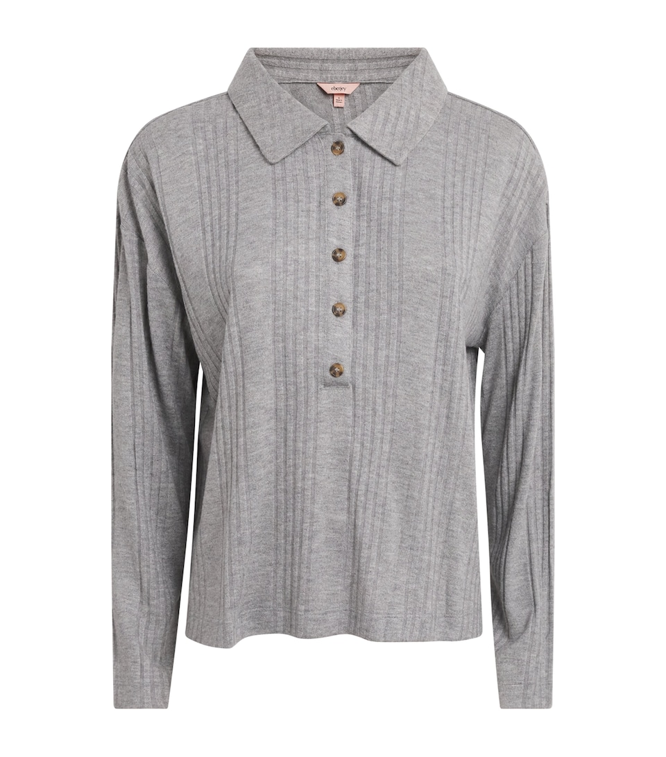 Eberjey Womens Ribbed Pyjama Top Dark Heather Grey