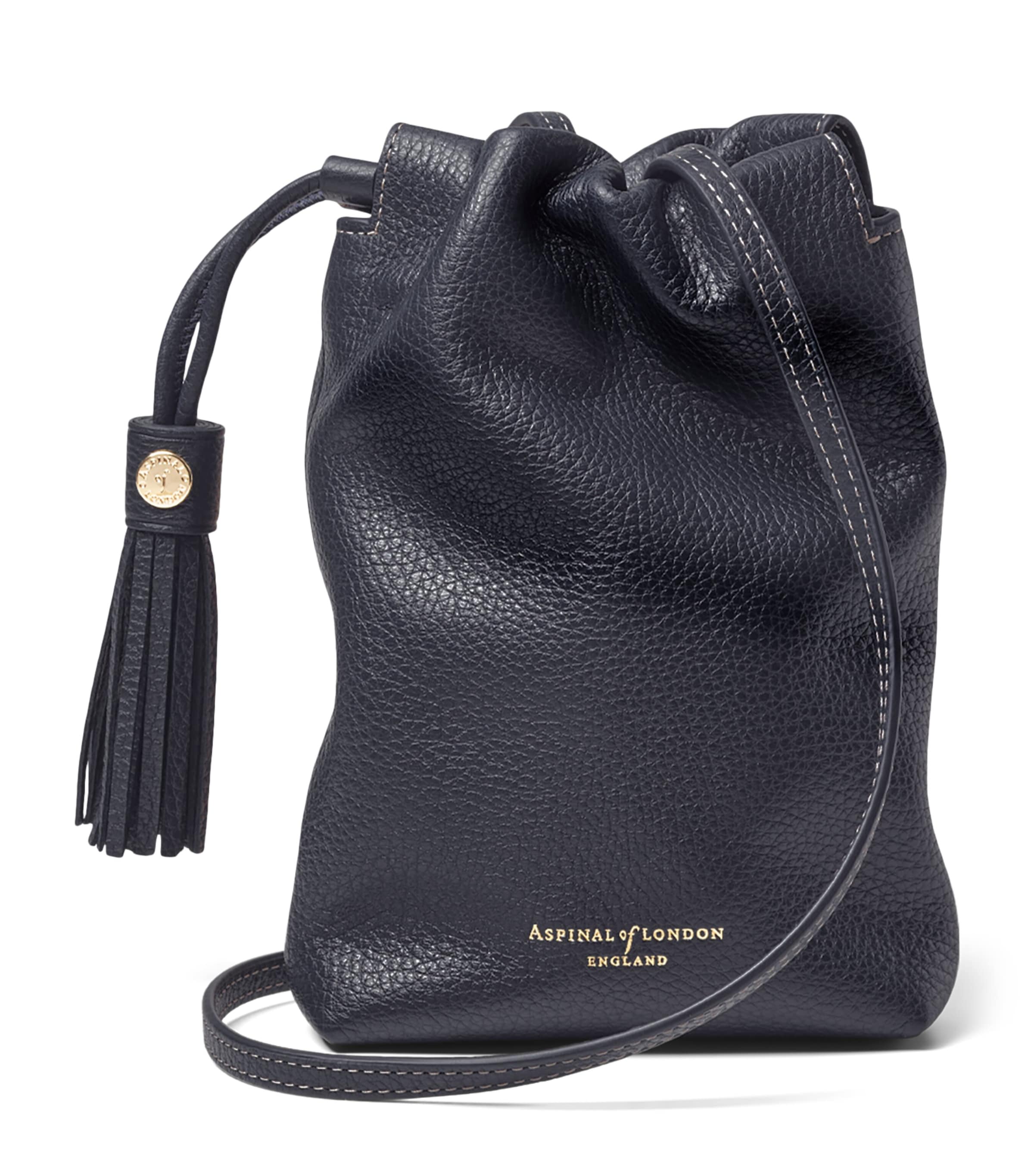 Aspinal Of London Leather Soho Cross-Body Pouch Navy