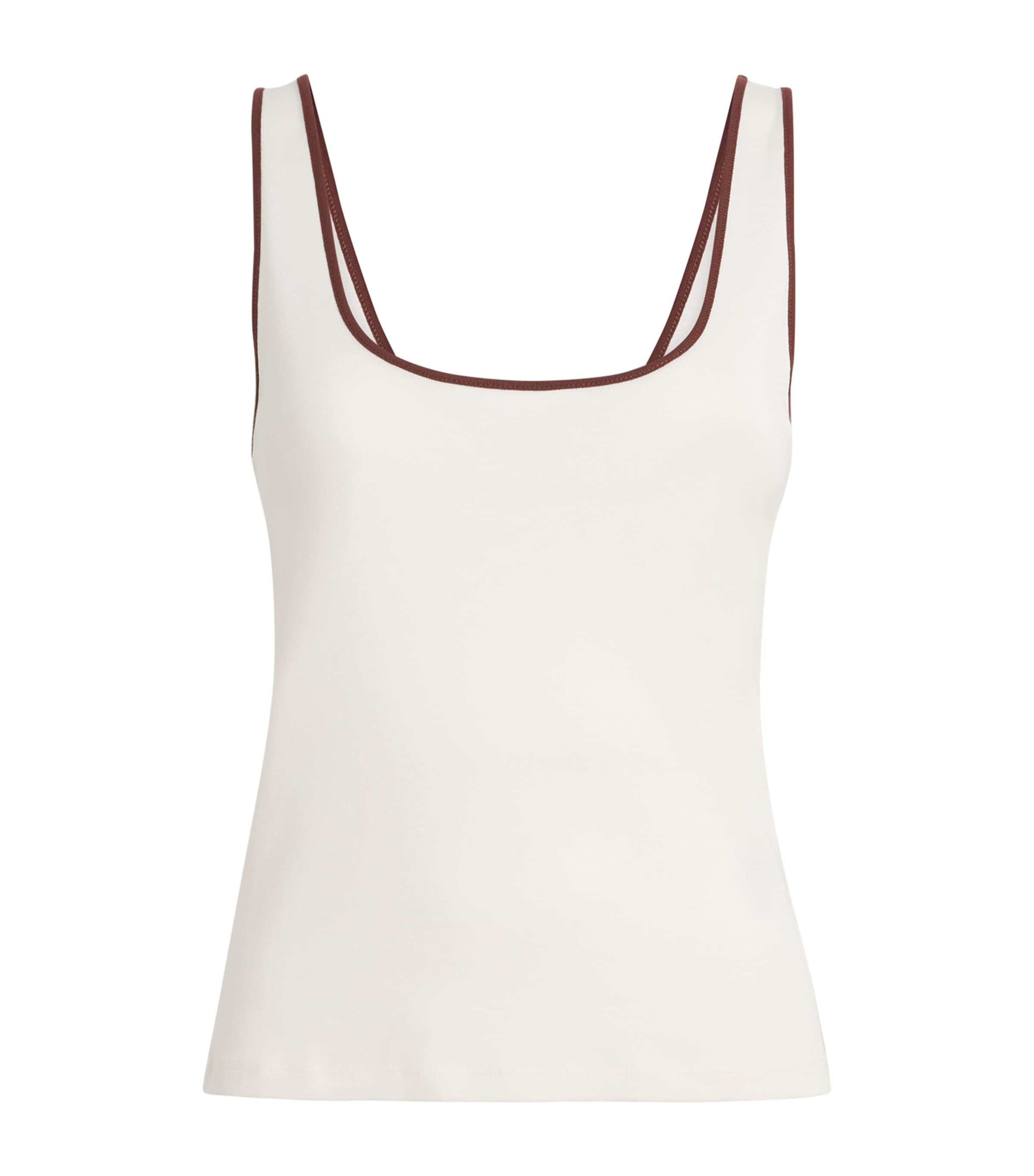 ME+EM Womens Contrast-Trim Tank Top Cream/brown