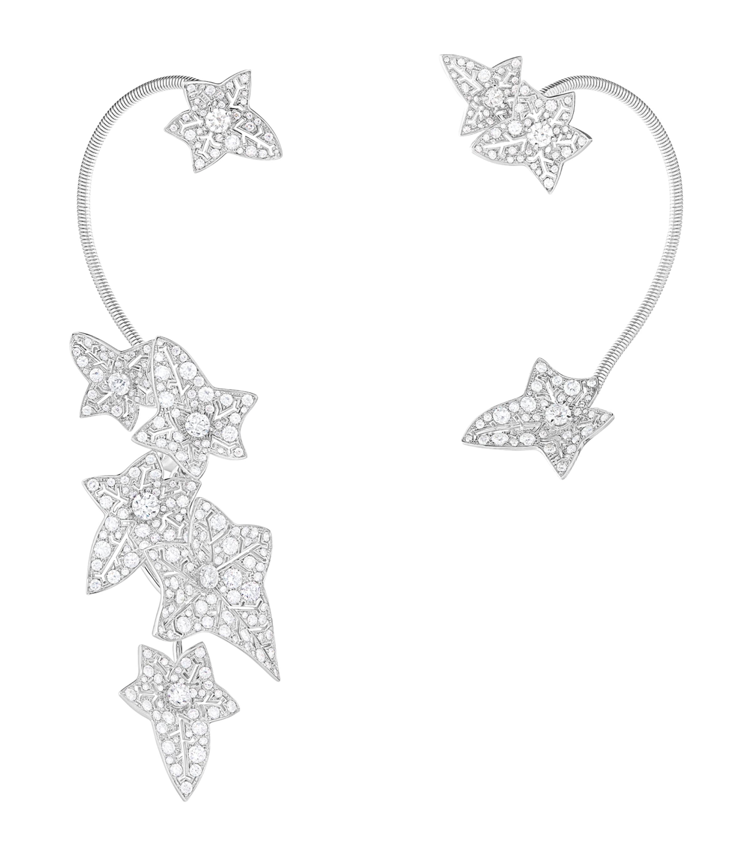 Boucheron White Gold and Diamond Lierre de Paris Asymmetric Clip Earrings White Gold