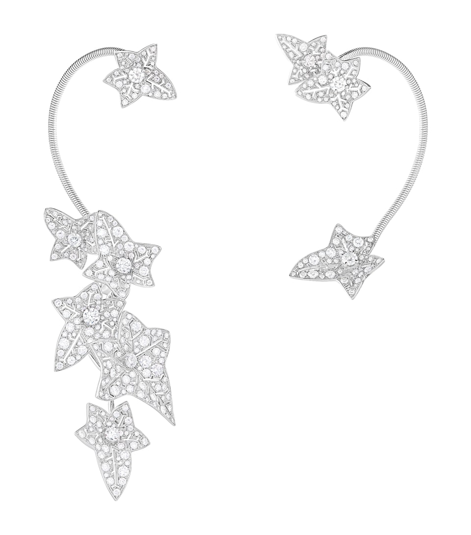 Boucheron White Gold and Diamond Lierre de Paris Asymmetric Clip Earrings White Gold