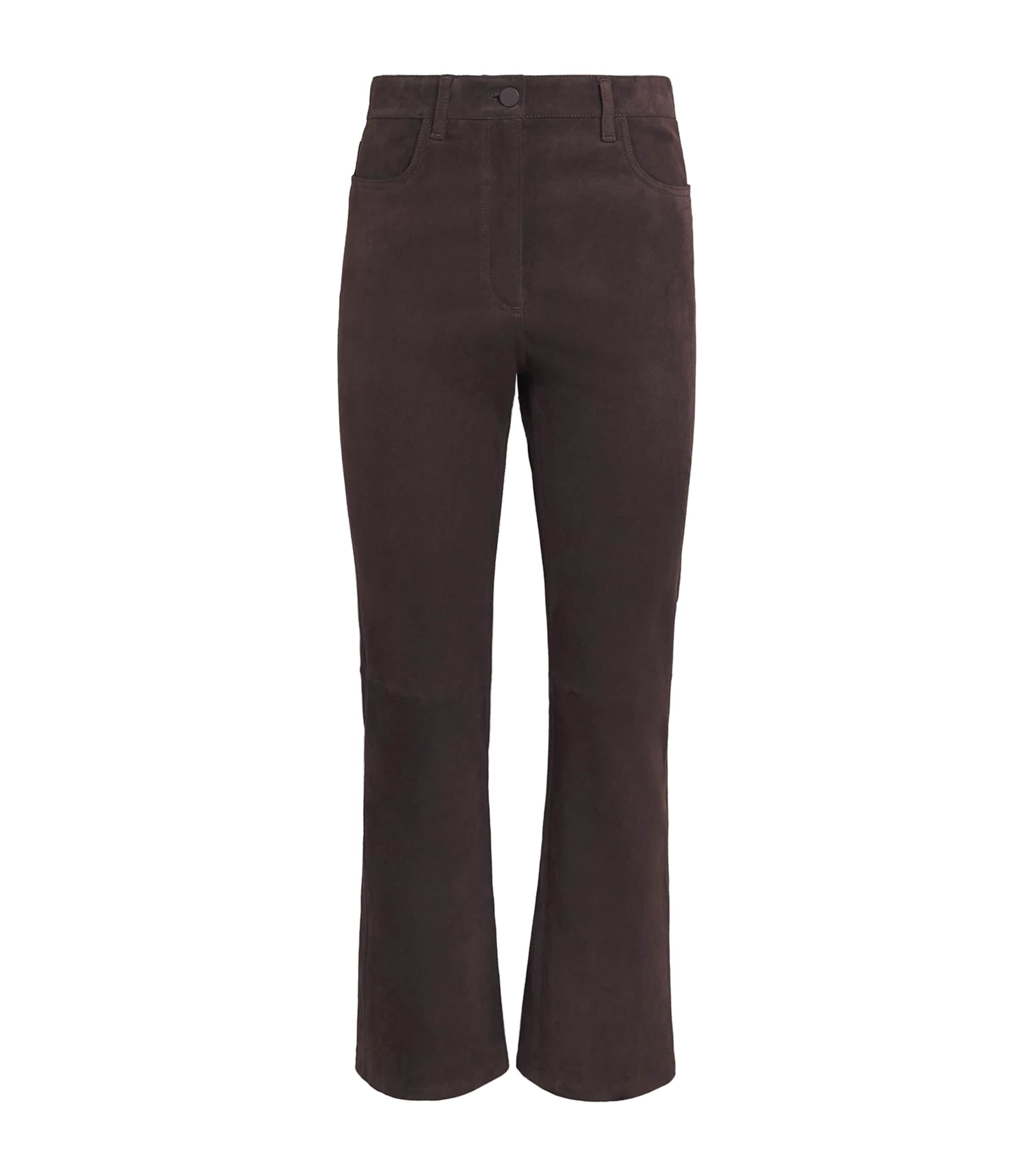Joseph Womens Suede Flared Duke Trousers Mahogany