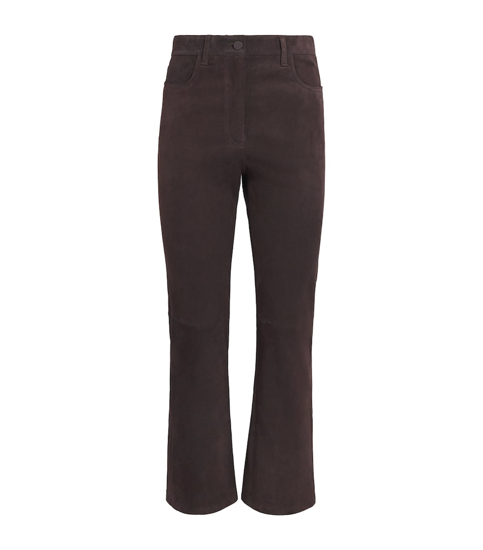 Joseph Womens Suede Flared Duke Trousers Mahogany