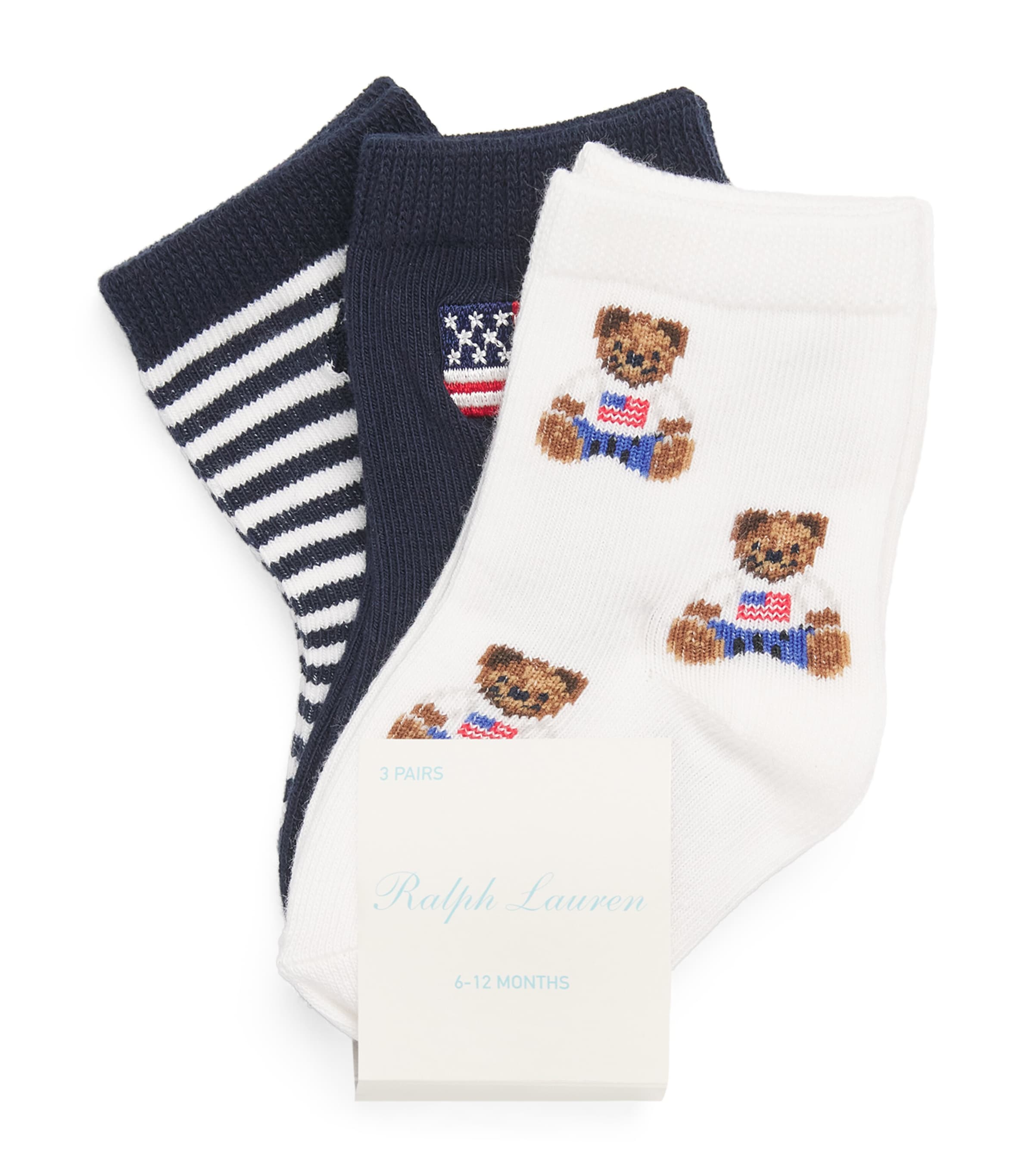 Ralph Lauren Kids Logo Socks (Pack of 3) White