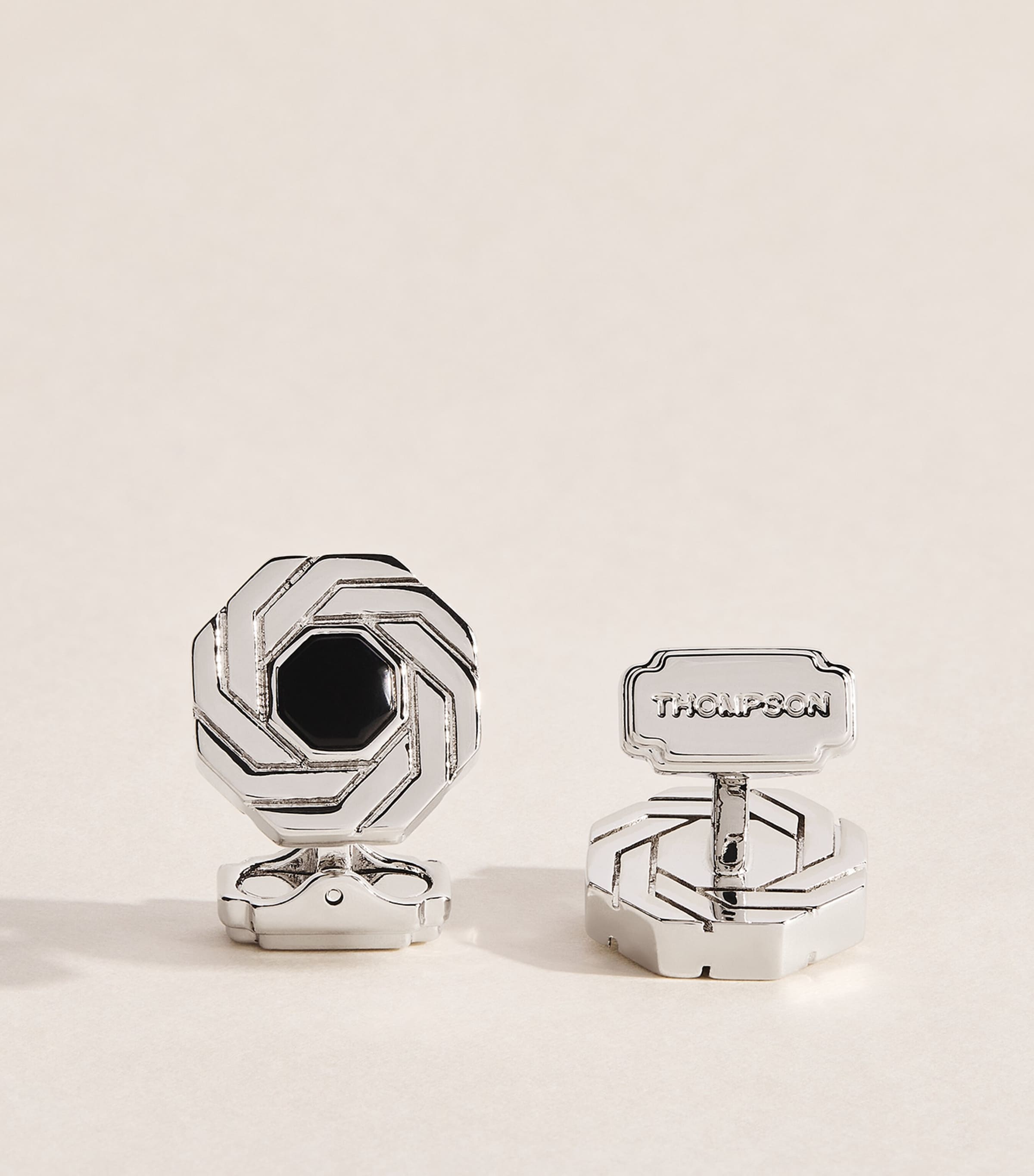 Tateossian Thompson Onyx Octagon Cufflinks Black