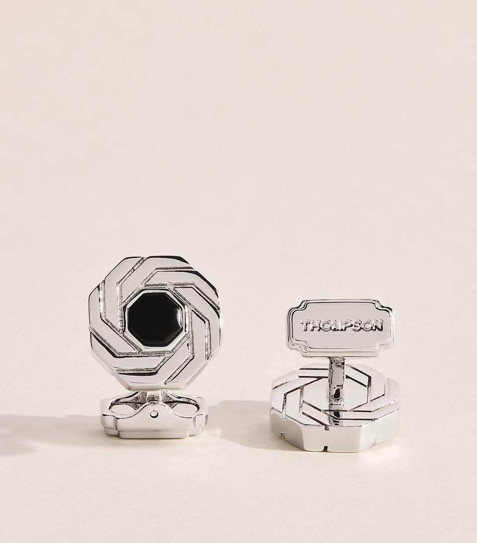 Tateossian Thompson Onyx Octagon Cufflinks Black