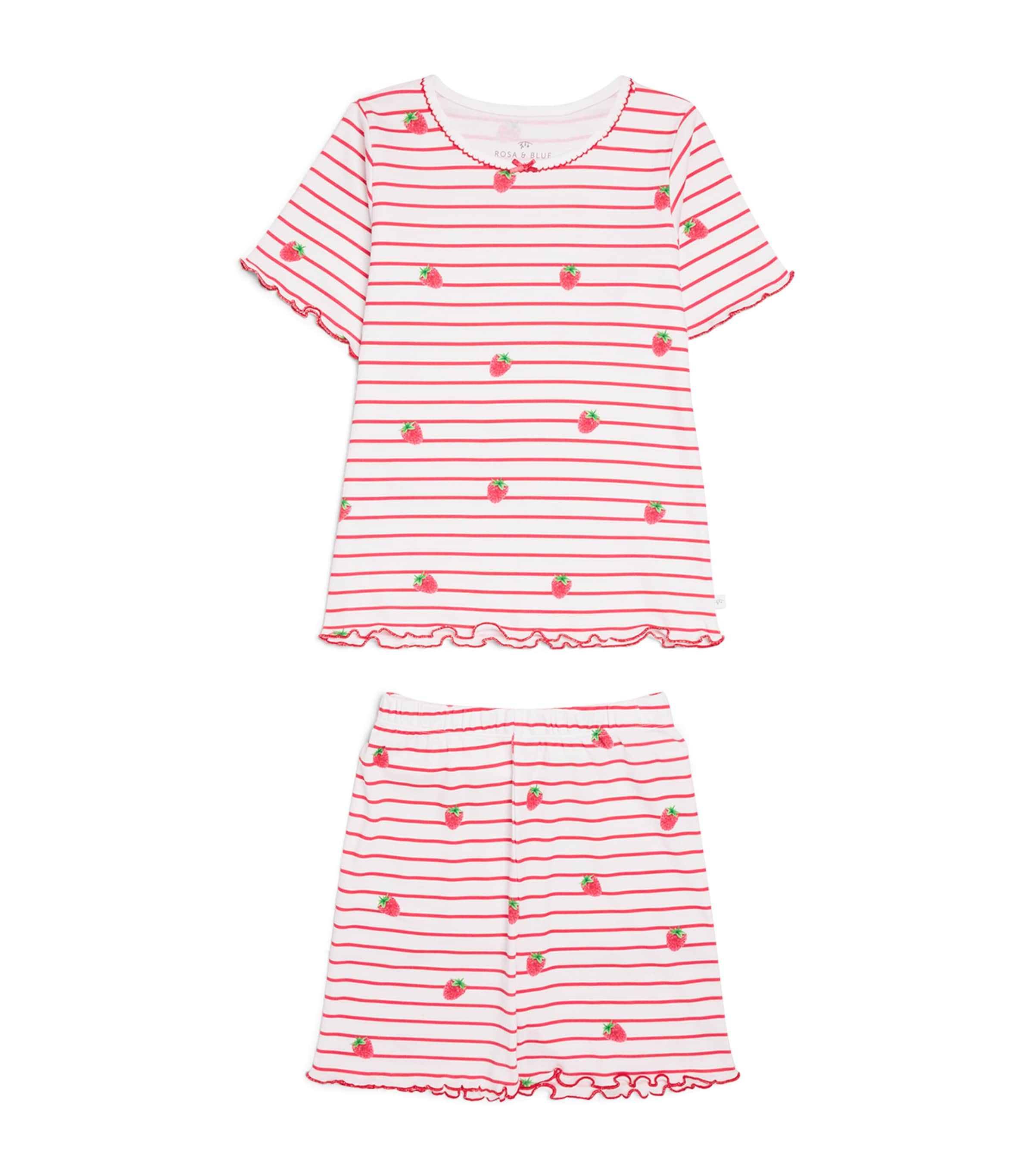 Rosa & Blue Bamboo-Organic Cotton Raspberry Pyjama Set (8-9 Years) Raspberry W/ Stripe