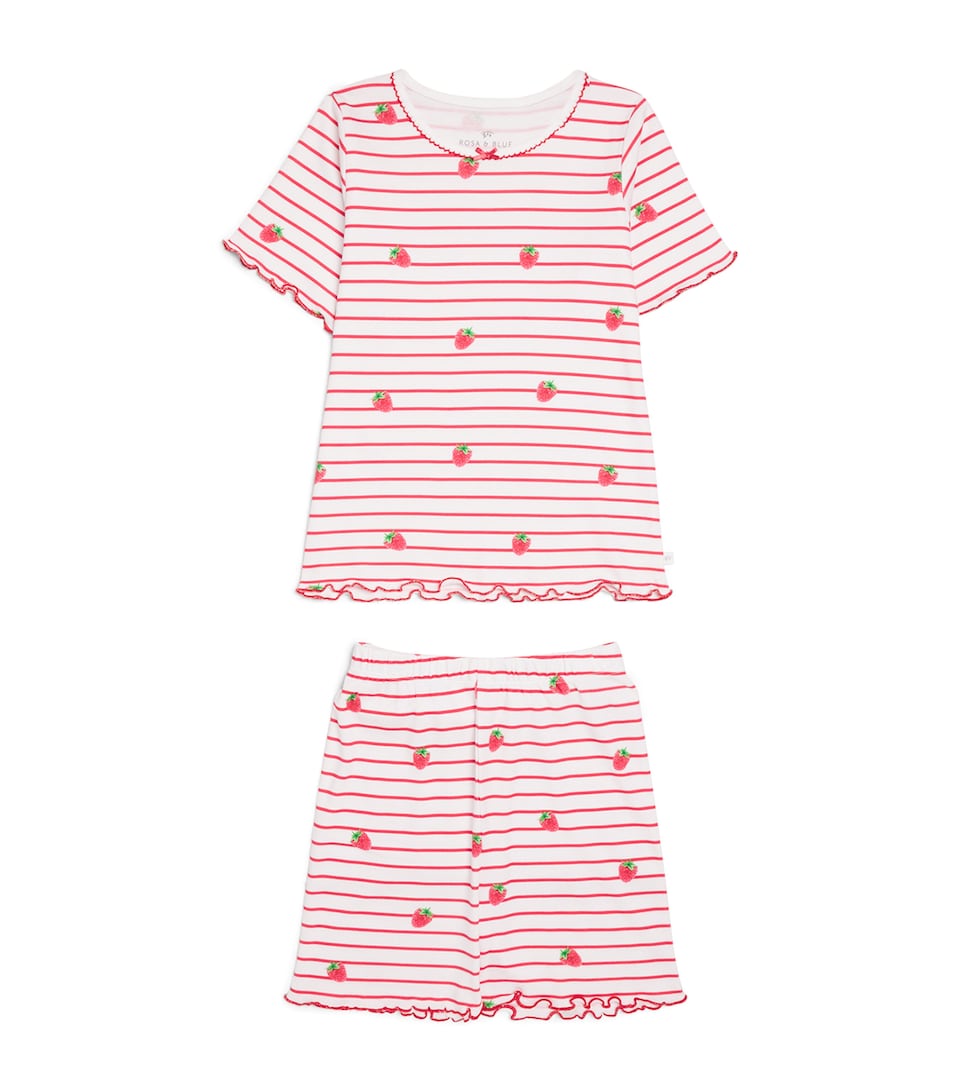 Rosa & Blue Bamboo-Organic Cotton Raspberry Pyjama Set (8-9 Years) Raspberry W/ Stripe
