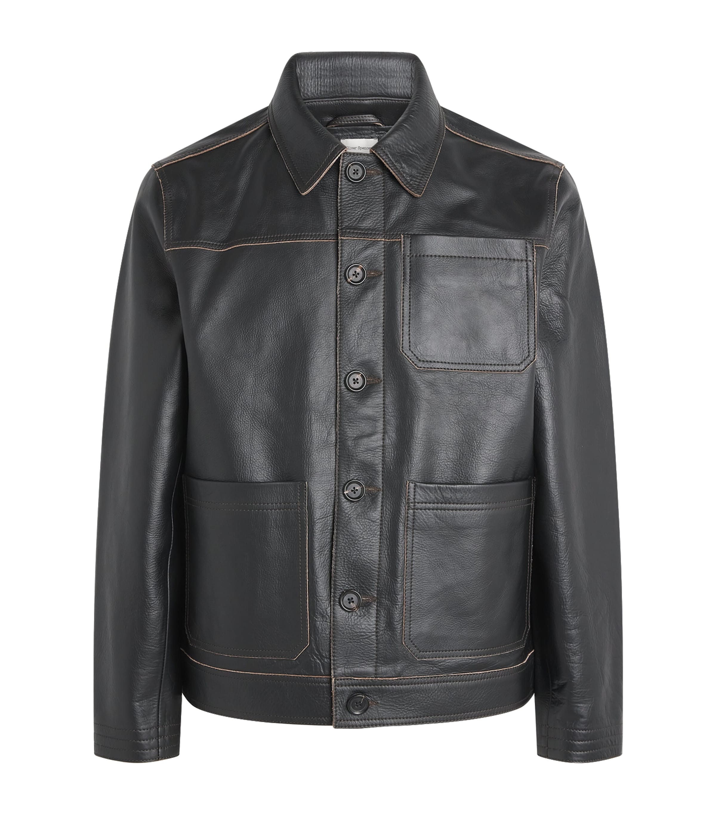 Oliver Spencer Mens Hardwick Leather Jacket Black