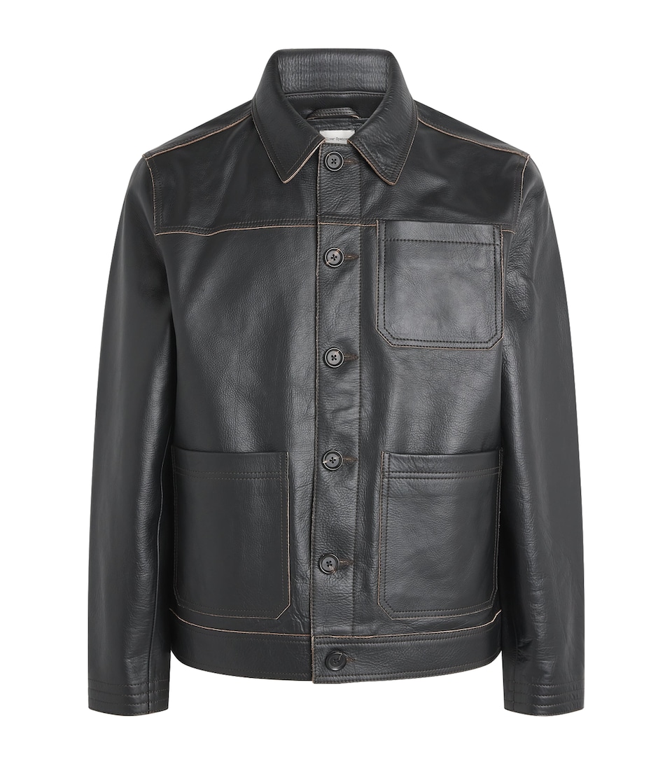 Oliver Spencer Mens Hardwick Leather Jacket Black