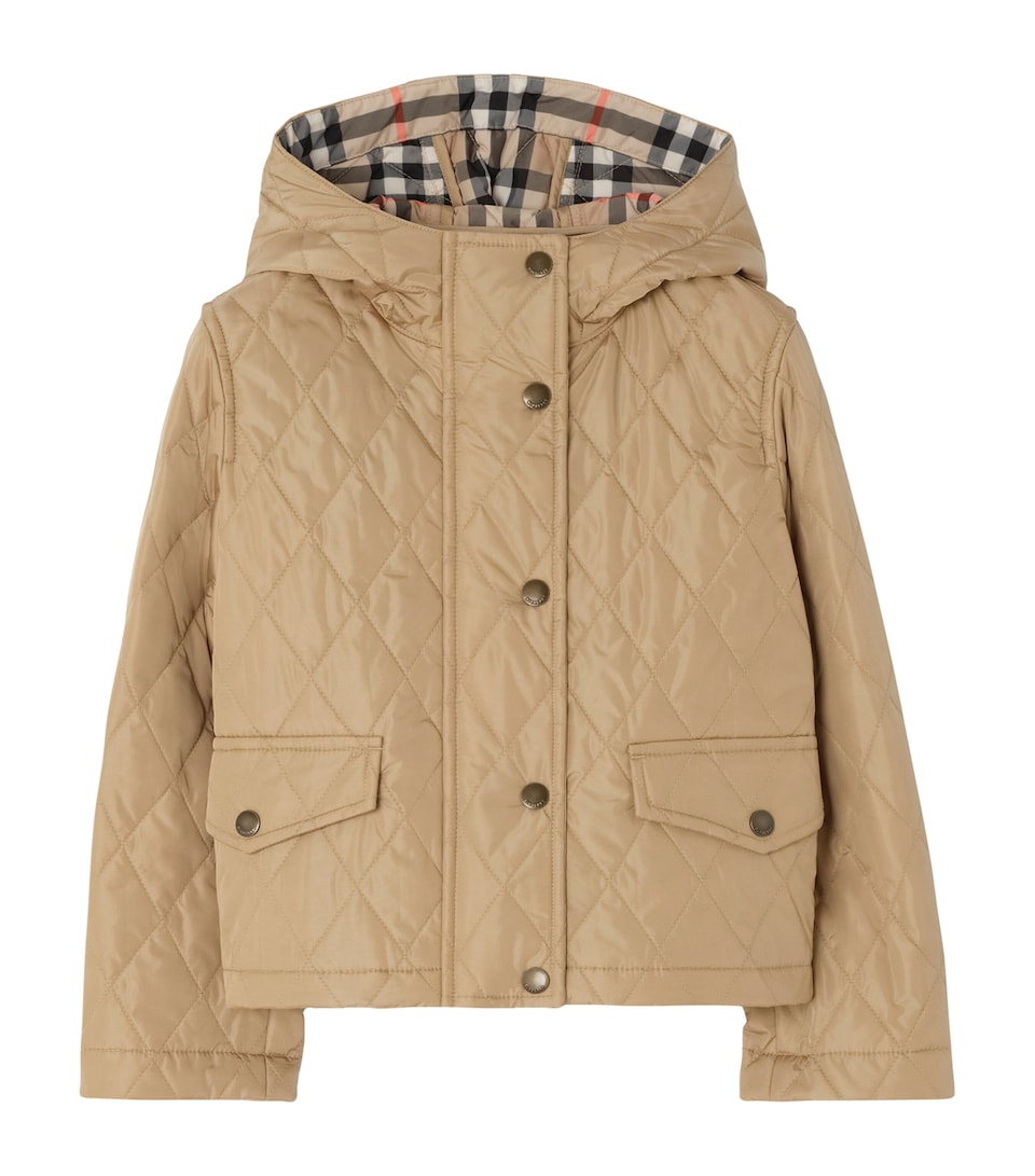 Burberry Kids Quilted Hooded Parka (14 Years) Flax
